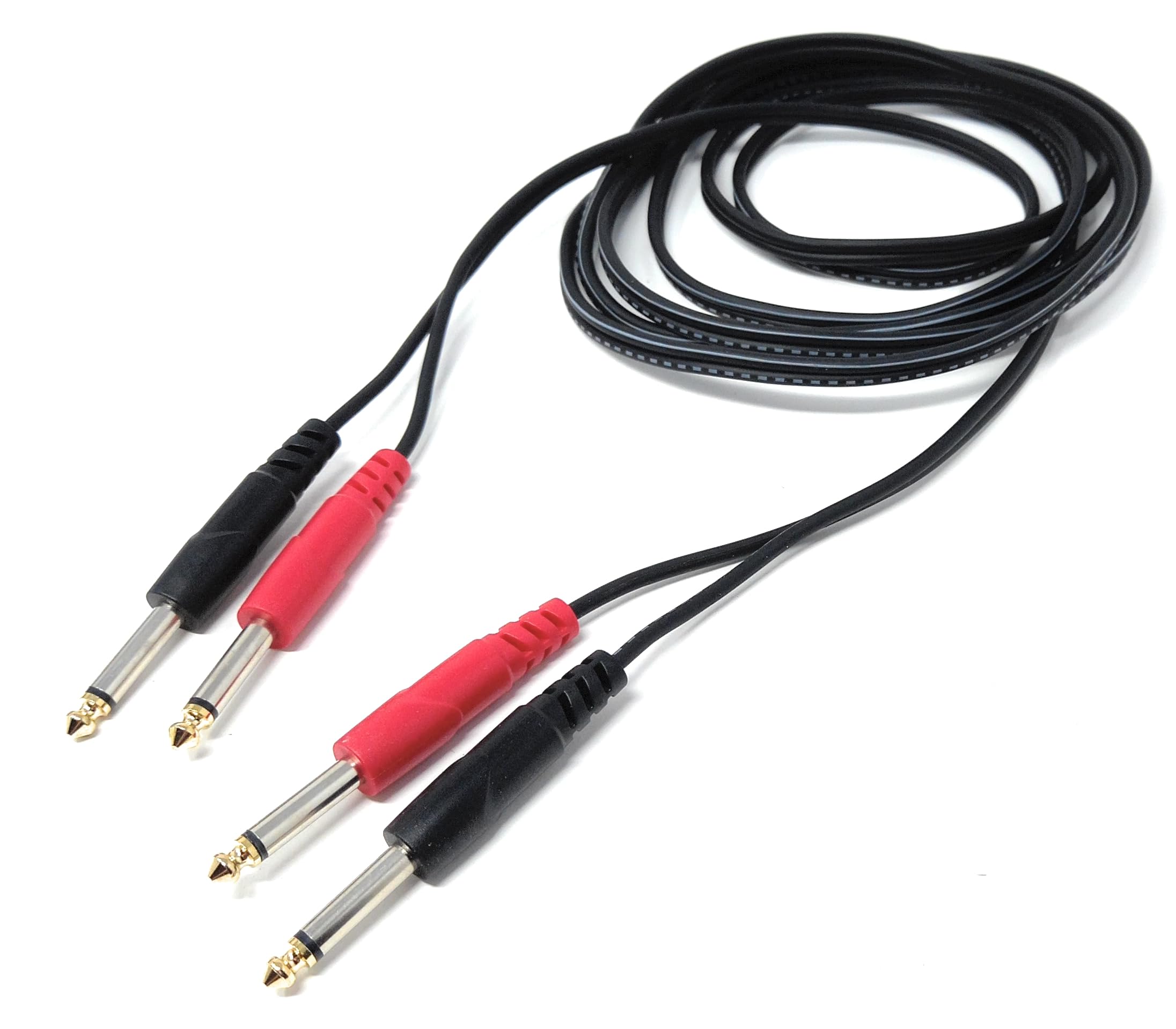 DRUT 2x 6.35mm (1/4") Mono Jack to 2x 6.35mm Mono TS Jack Audio Cable – Twin Signal Patch Lead for Mixers, Controllers, DJ & Audio Equipment, Gold Ends