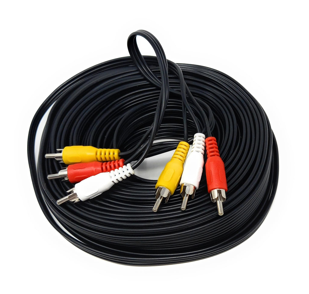 DRUT Triple 3 x RCA to RCA Phono Plugs to Plugs Composite, Audio Video Male to Male Cable Lead Nickel Contacts