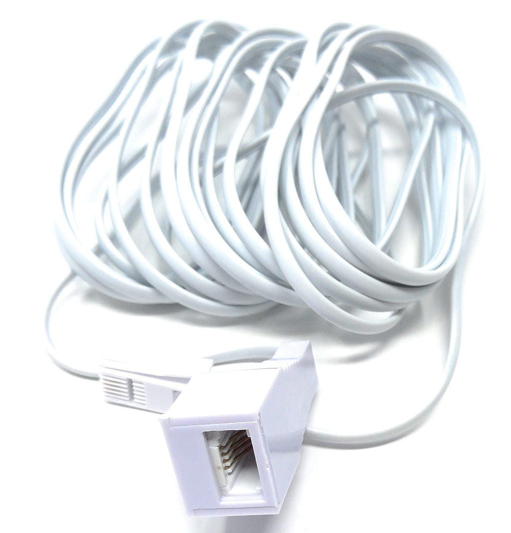 DRUT BT Extension Telephone Line Cable 431A, BT Male to Female Socket, 4 Wire, Flat Lead