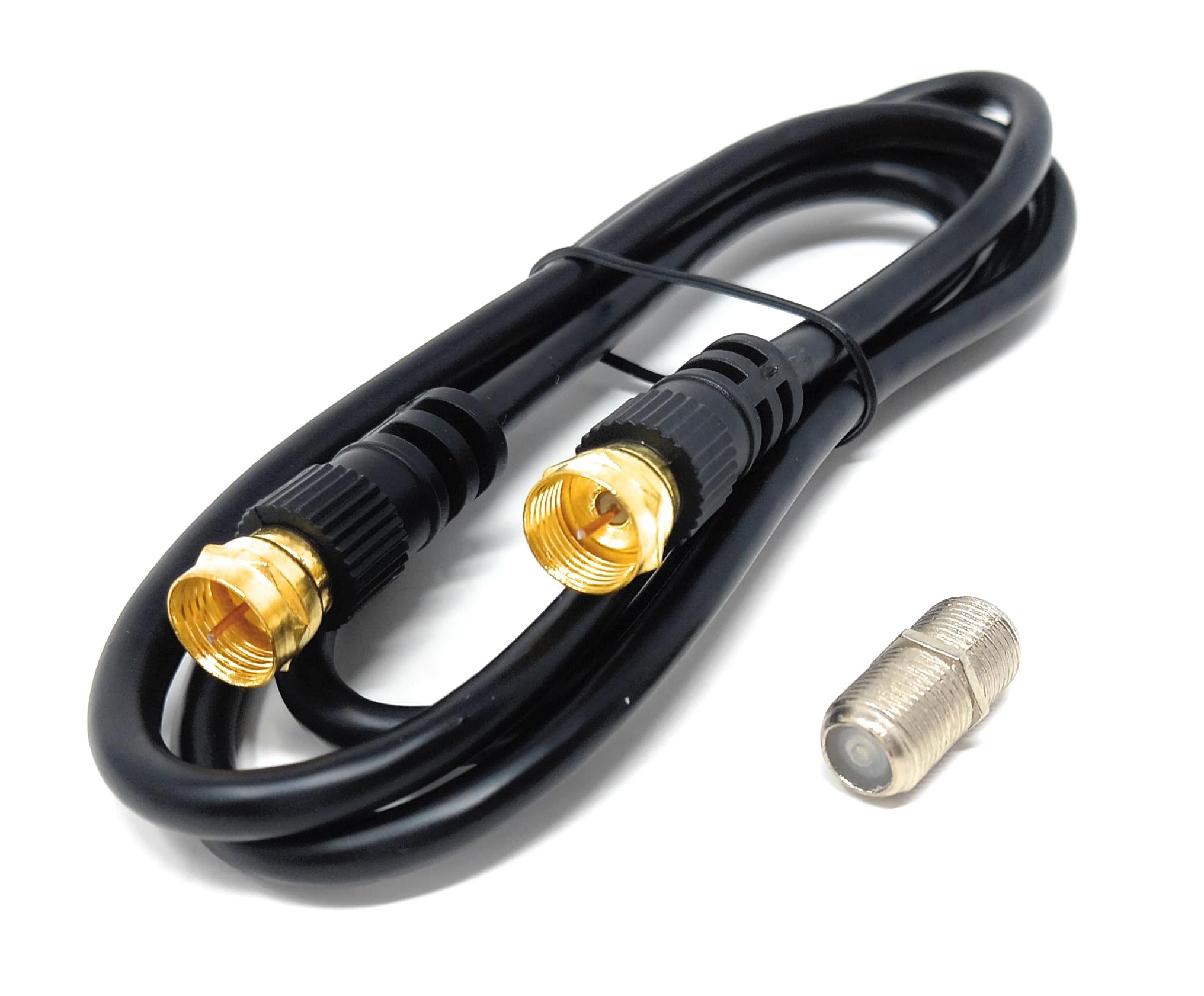 DRUT F-Type Connector TV RG6 Cable With (F-Type Female Coupler) Compatible With STB, Dish TV, Satellite, Antenna Coax Cable Lead
