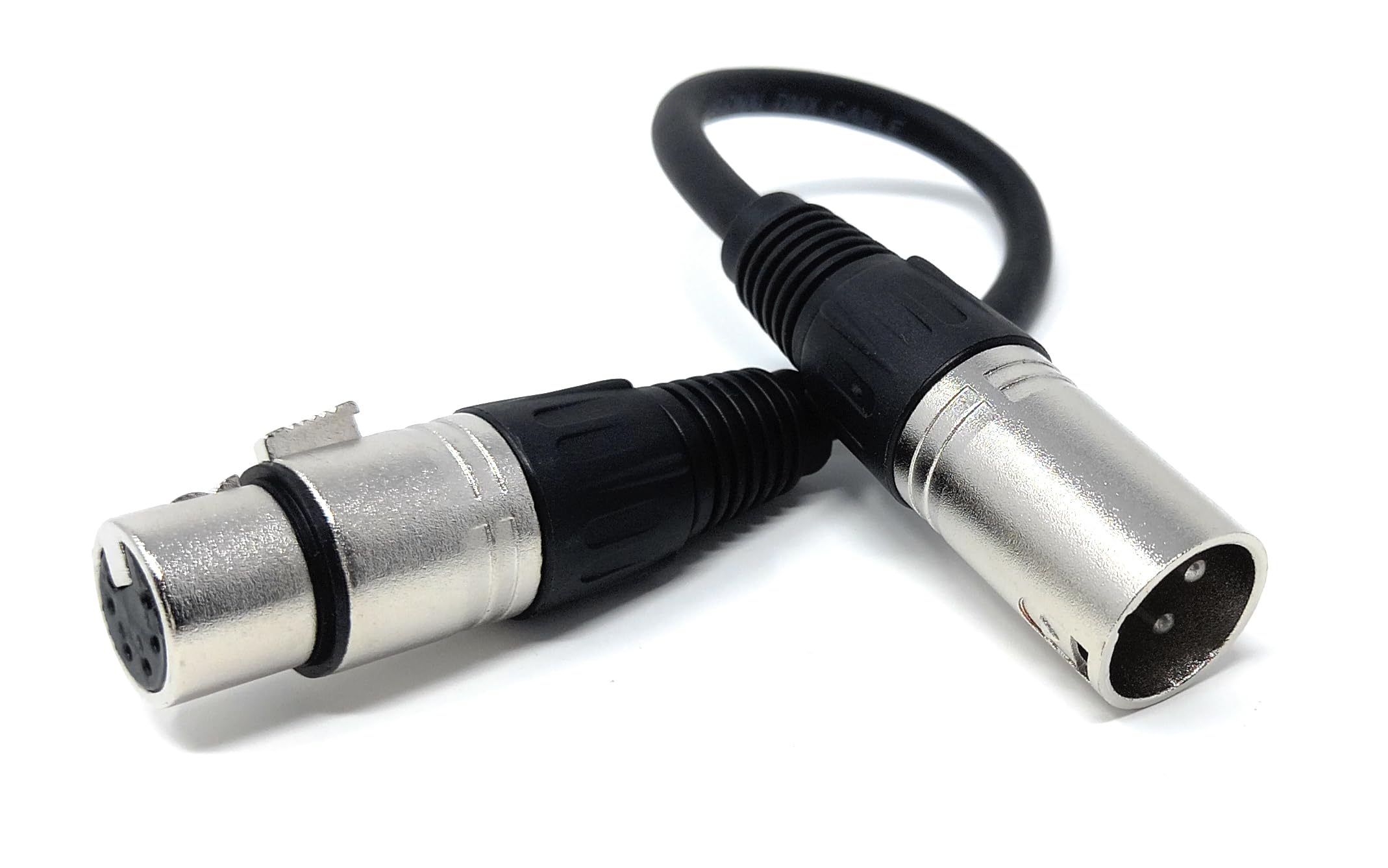 DRUT 20cm short XLR 3 Pin Plug to 5 Pin DMX Female Socket Adapter Audio Video Lighting Cable 0.6ft