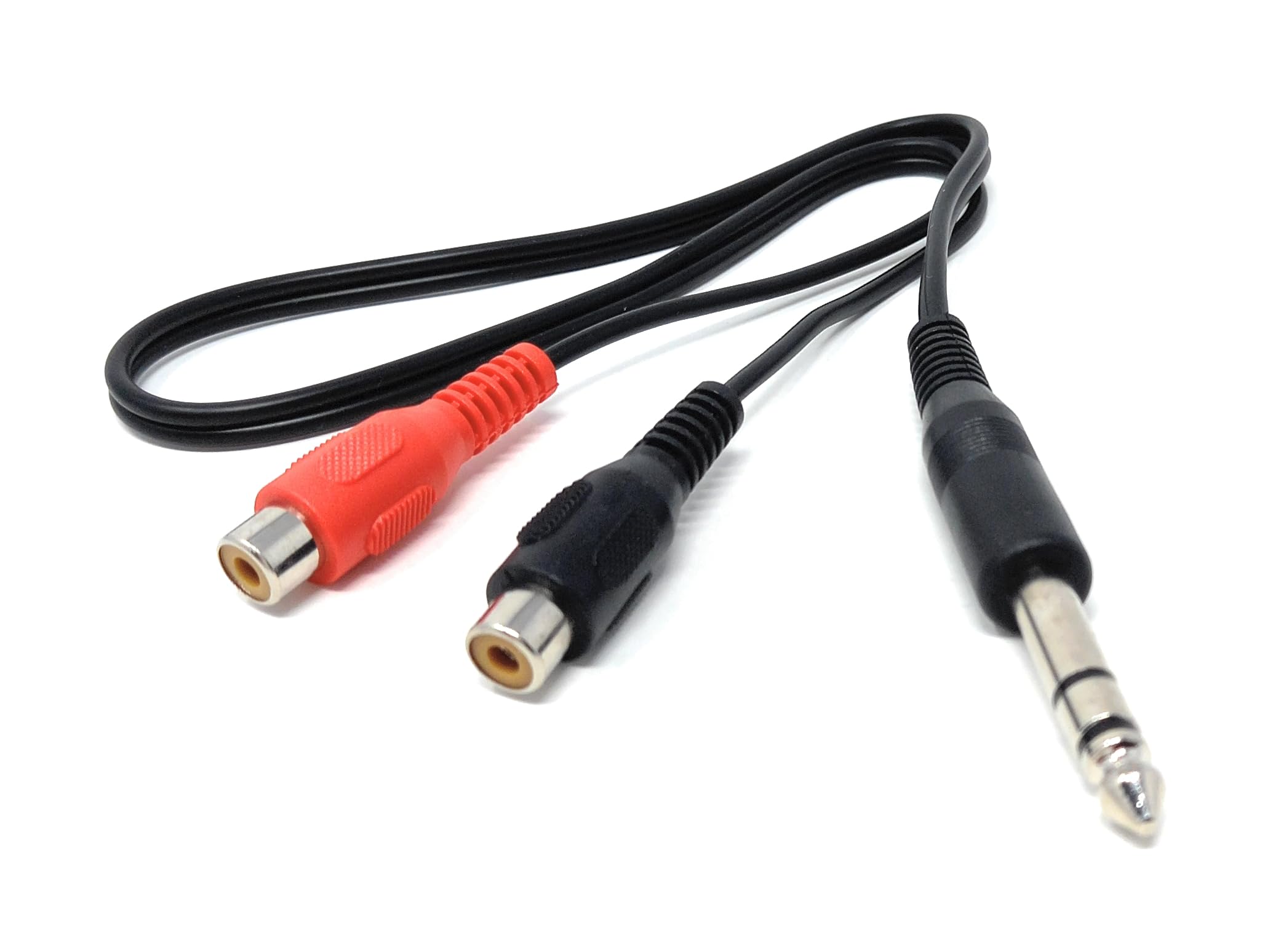 DRUT 6.35mm Stereo Jack Plug to Twin RCA Phono Sockets Male to Female Cable Adapter
