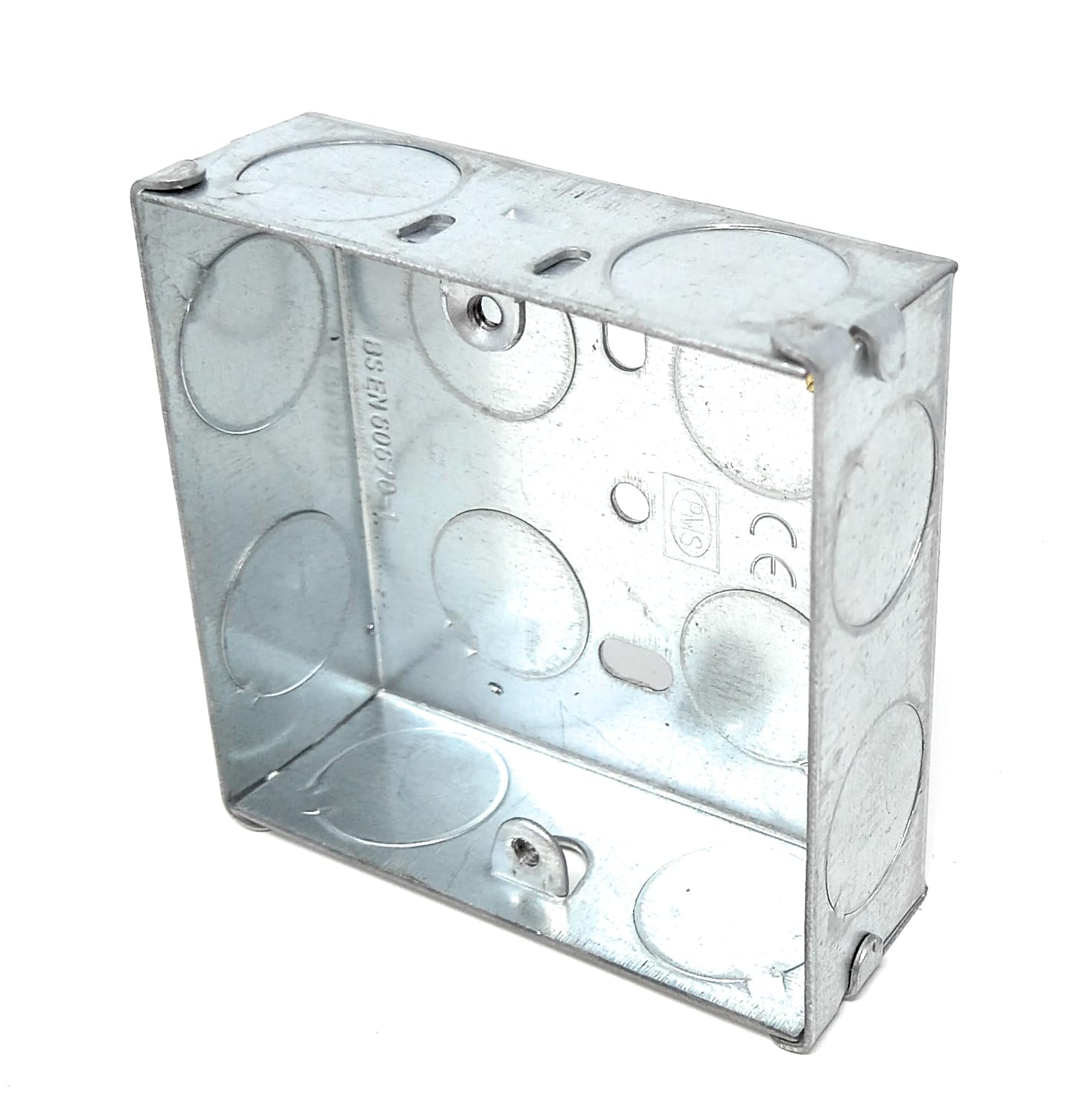1 Gang 25mm Metal Pattress Box, Steel Surface Mount Back Box with Earth Terminals, for Switches, Sockets and Faceplates