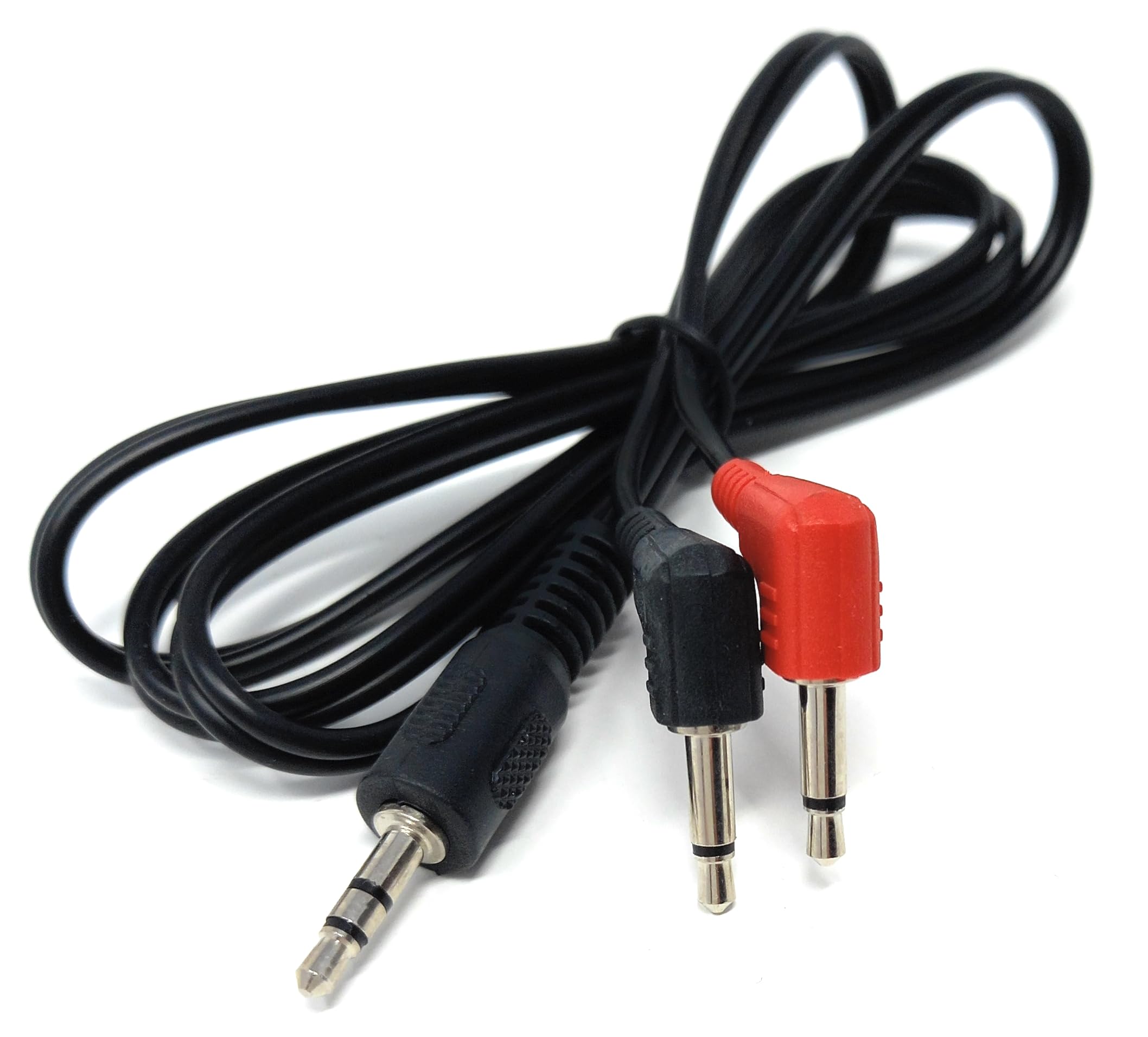 DRUT 1m 3.5mm Stereo Jack To 2 x 3.5mm Right Angled Mono Male Jack Plugs Audio Cable Lead