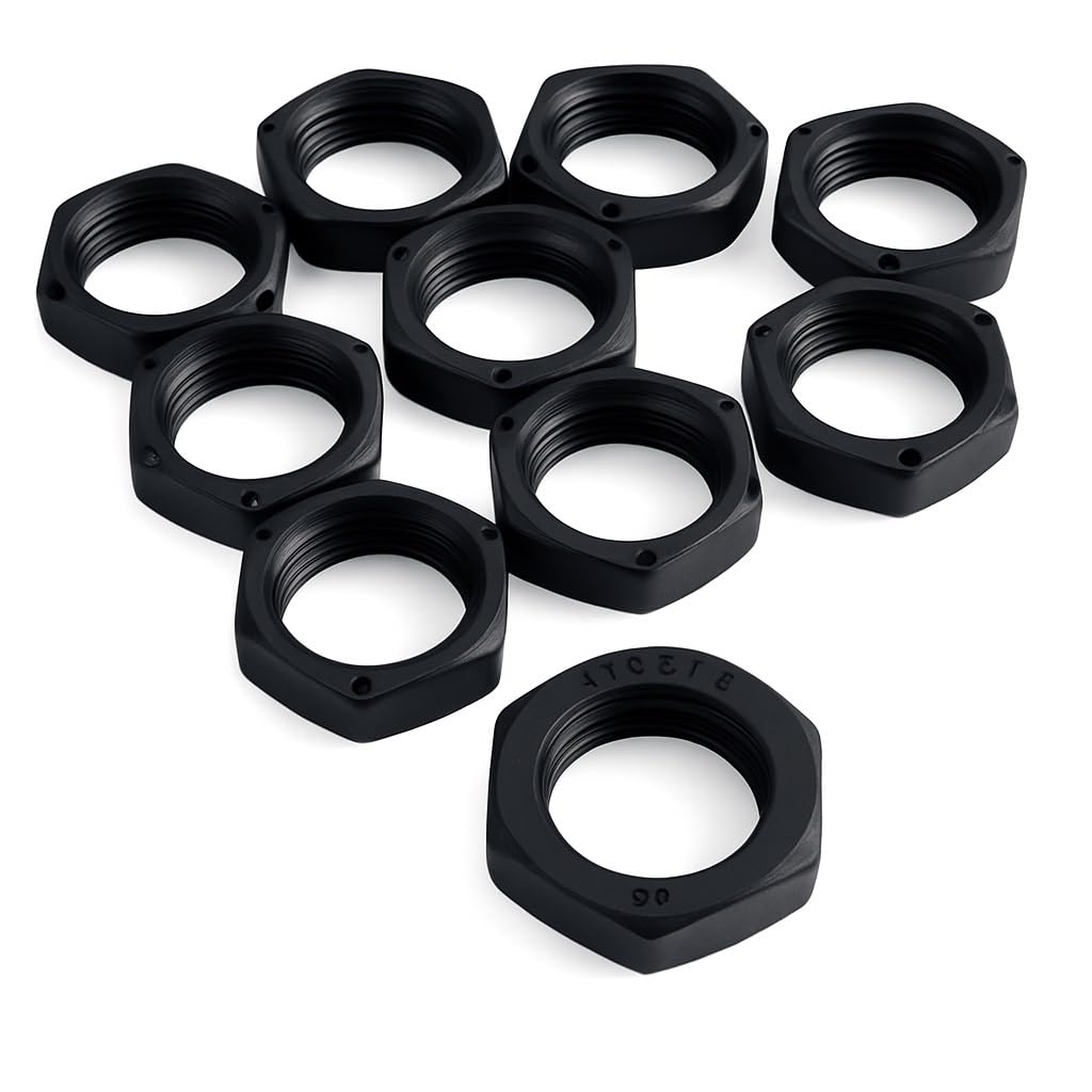 M16 16mm Nylon Locknut (Polyamide), Lightweight Durable Metric Hex Locking Nuts, Corrosion-Resistant Anti-Loosening Fasteners for Automotive, Electrical & DIY Use, Pack of 10