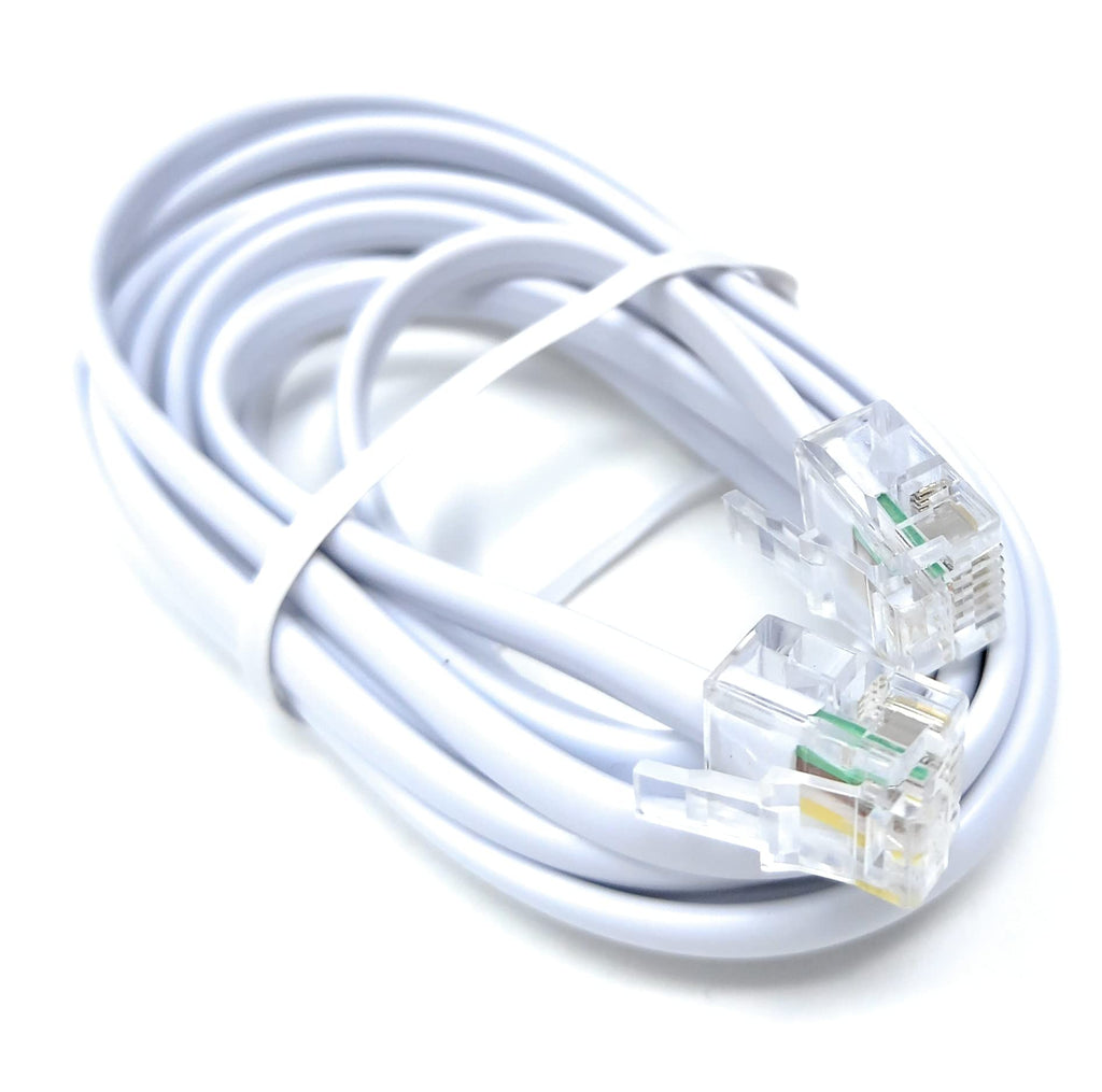 DRUT RJ11 to RJ11 Telephone Landline Cable ADSL (6P4C) Flat Lead High Speed BT Internet Broadband Male to Male Router, Modem, Phone Extension Wire