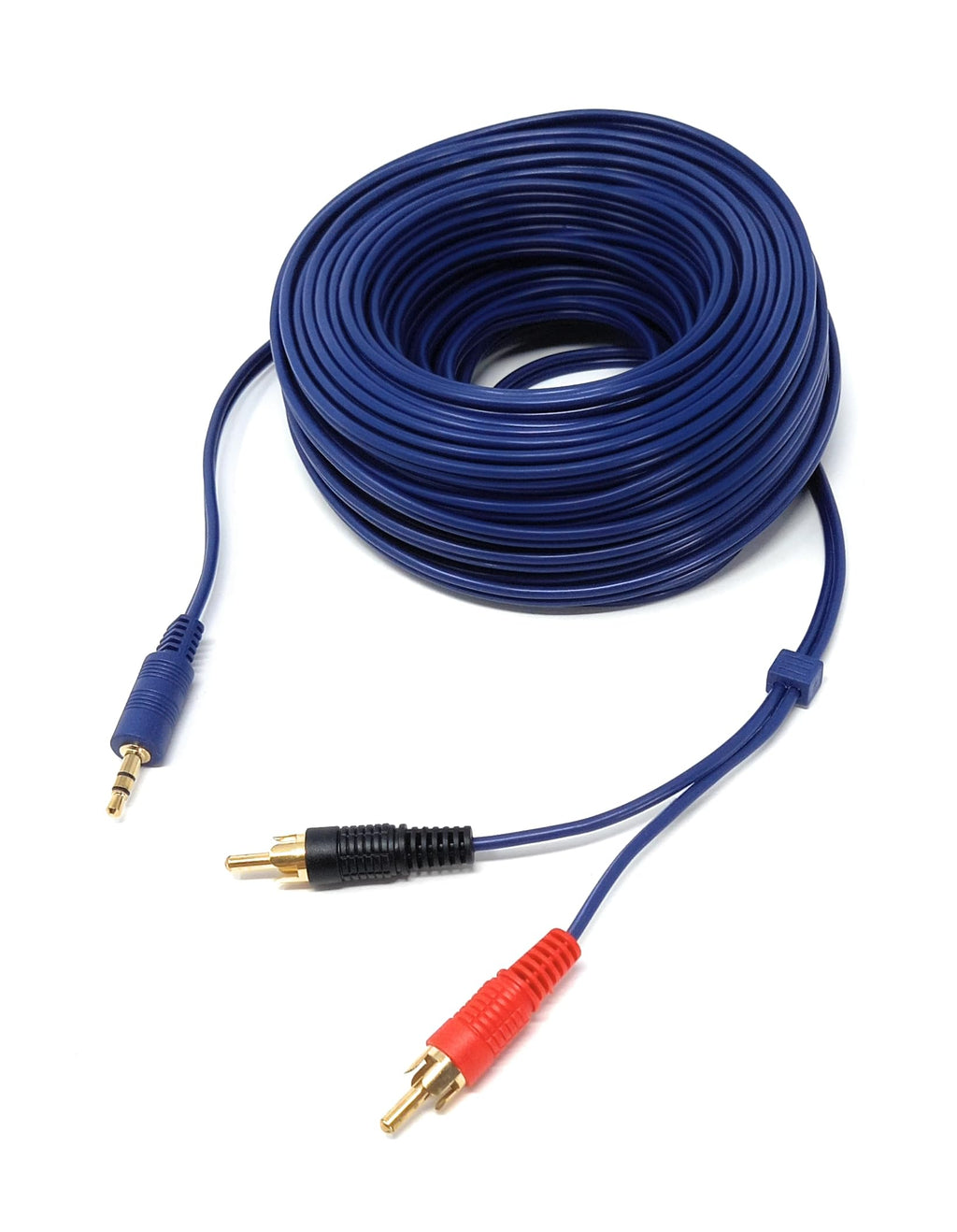 DRUT 20m 3.5mm to Twin RCA Stereo Aux Phono Audio Cable Mini Jack Lead Cord Y Splitter Headphone Cord RCA Y Splitter Adapter 65ft Blue Gold Connectors