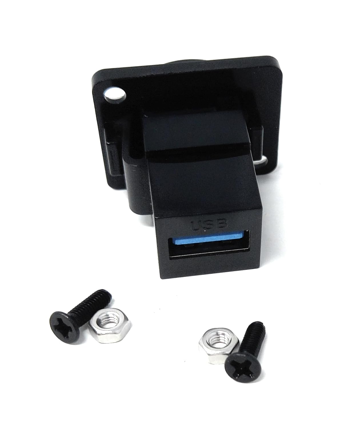 DRUT USB 3.0 D-Series Panel Mount Adapter – Socket-to-Socket Connector for 5Gbps High-Speed USB Data Transfer, Black, Screws Included