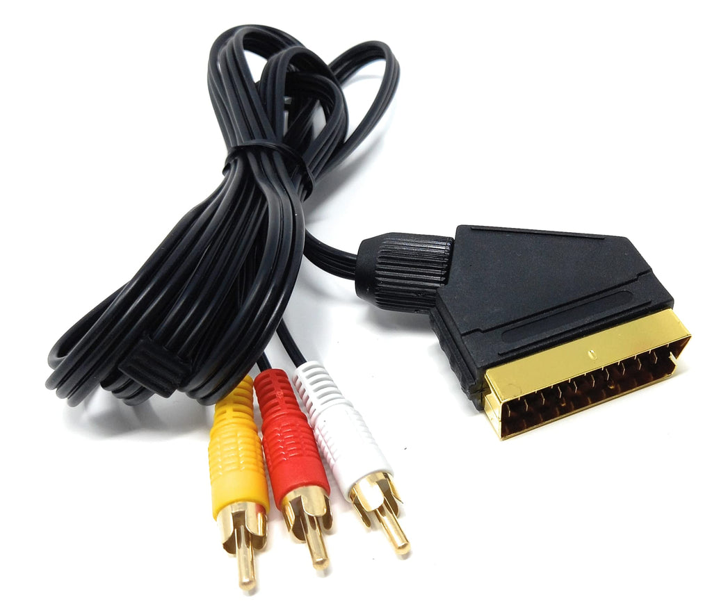 DRUT 1.5M SCART to 3 RCA Male Cable Audio Video AV Adapter Cable Composite AV Connector Audio/Video Converter for TV DVD VCRs Game Console
