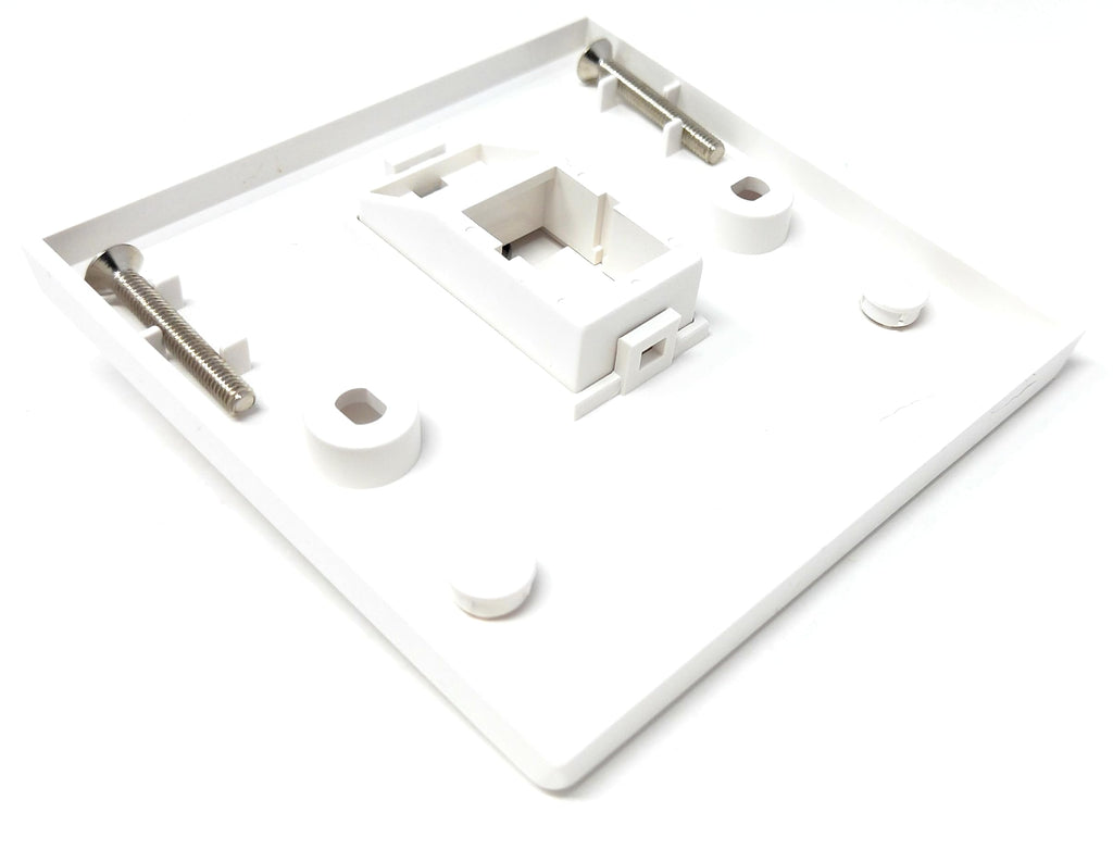 Single Gang Modular Wall Plate – 1-Port Keystone Faceplate Compatible with Cat5e, Cat6, Cat7, Cat8, Cat9 Ethernet Modules for Home & Office Networks