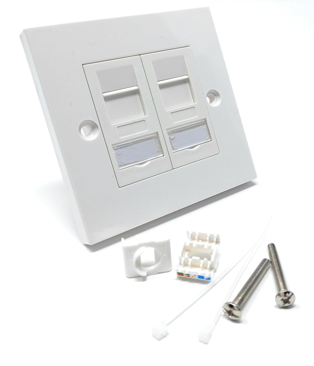 DRUT Cat6a Shielded Loaded Faceplate Tool-less for RJ45 Ethernet Cable