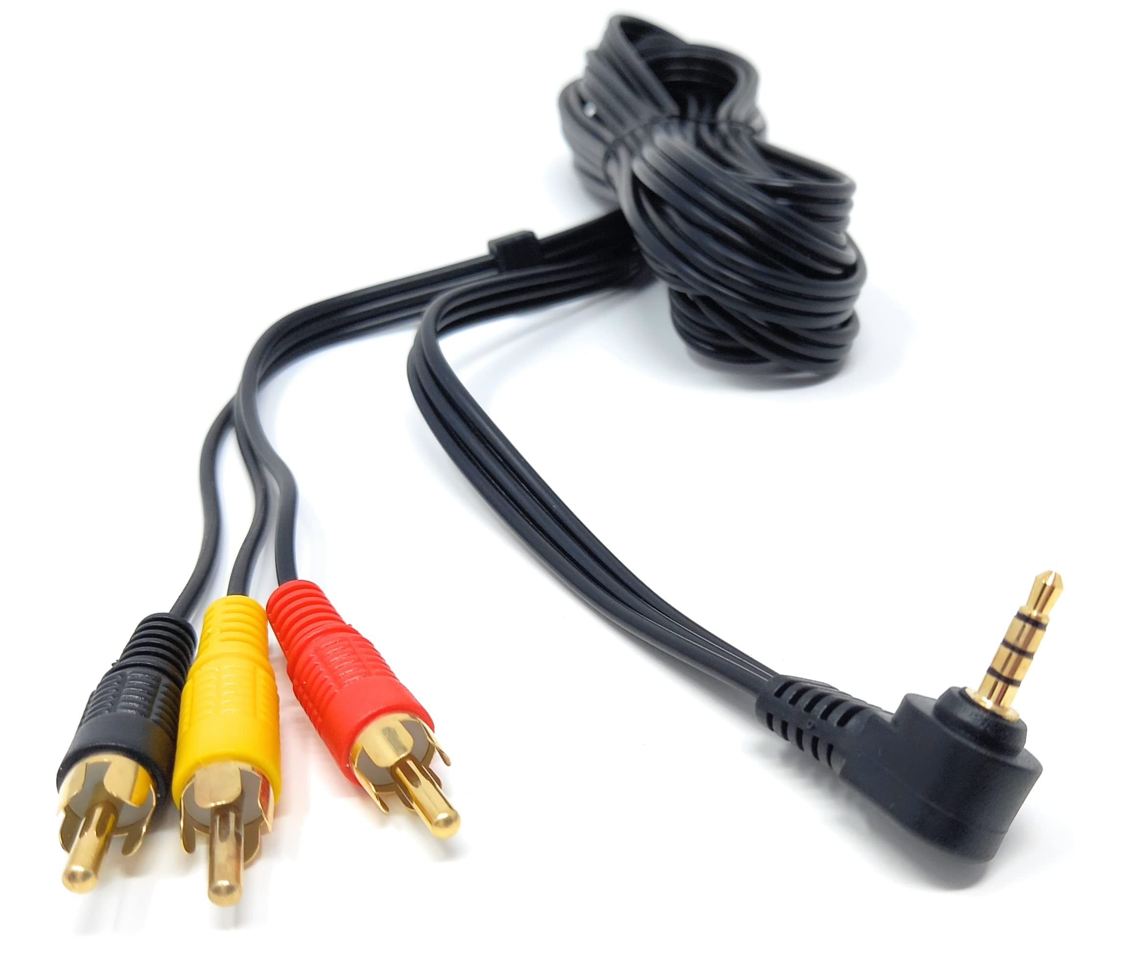DRUT Right Angle 4 Pole 3.5mm Jack To 3 x RCA Composite & Stereo Audio Video Lead Cable