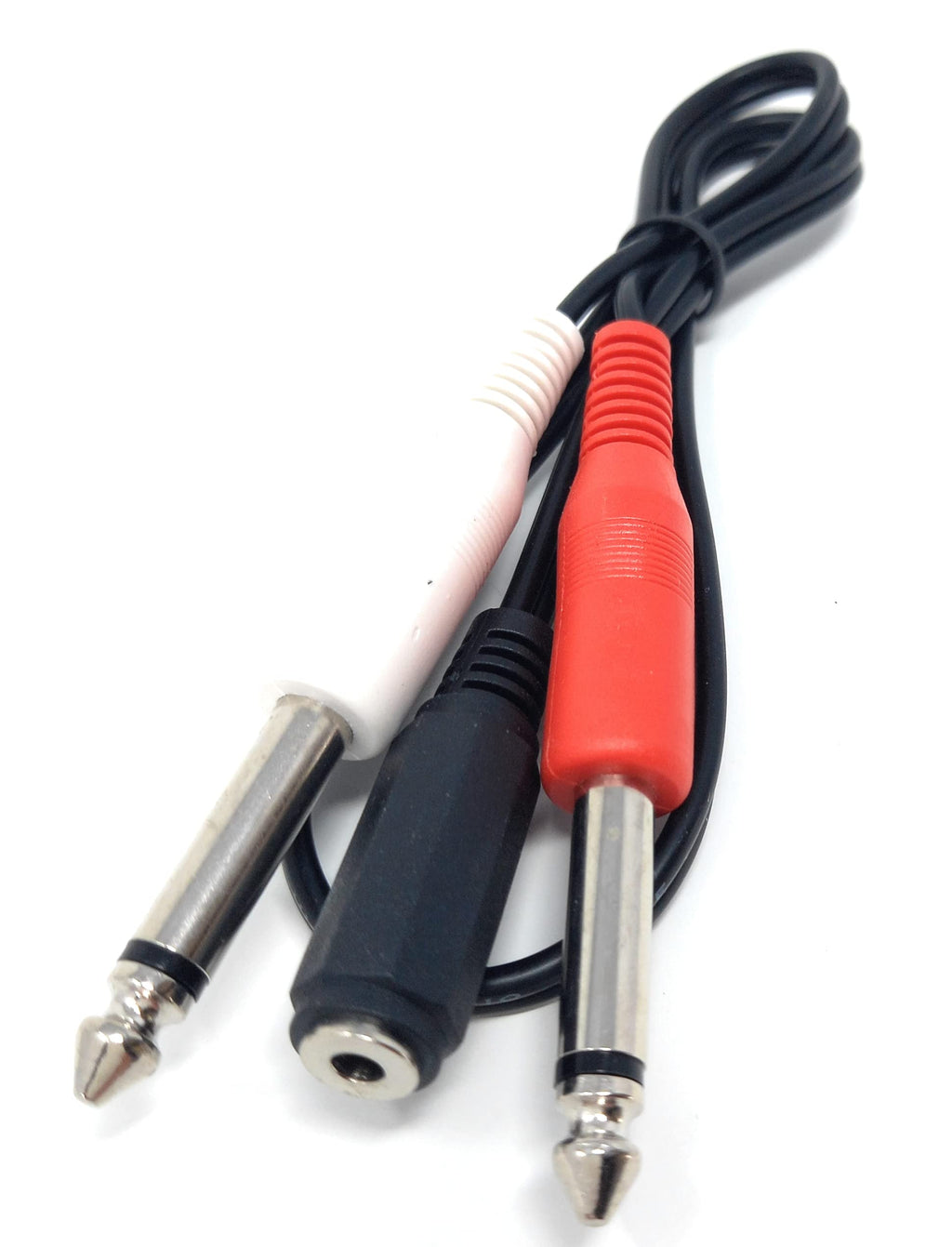 DRUT 50cm short 3.5mm Stereo Socket to Twin 6.35mm Mono Jack Plugs, 1 Female to 2 Male 1.6ft