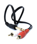 DRUT 6.35mm Mono Jack Plug to 2 x RCA Phono Plugs Screened Audio Cable Adapter Gold Contacts OFC
