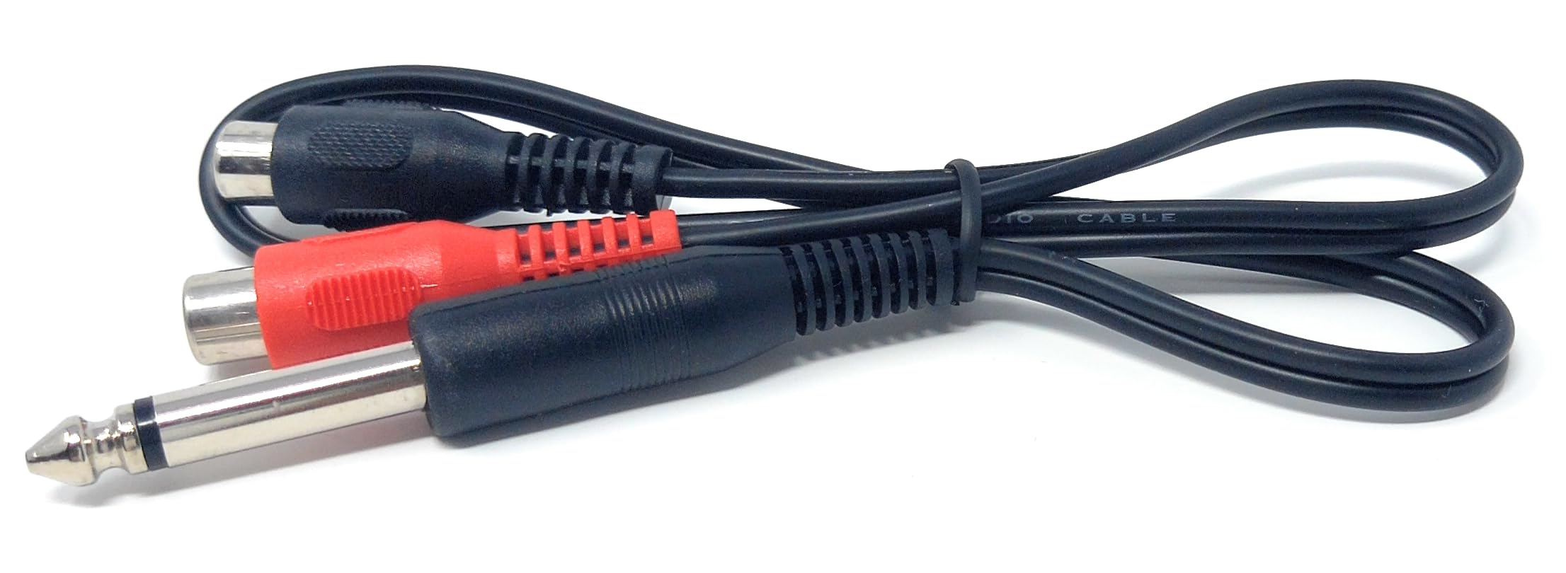 DRUT 50cm 6.35mm (1/4") Mono Jack Plug to 2 x RCA Phono Sockets Lead Cable 1.6ft