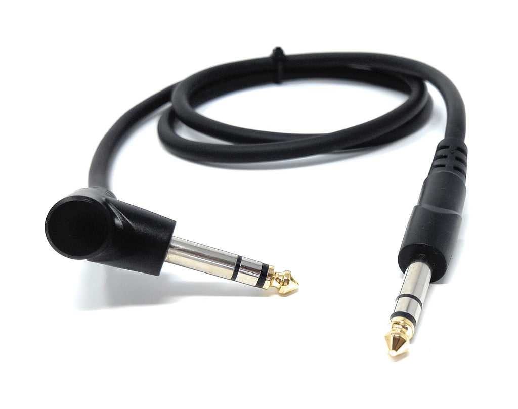 DRUT 6.35mm 1/4" Stereo TRS Male Jack to Right Angled Male Jack, Audio, Music Instrument, Flexible Cable Lead