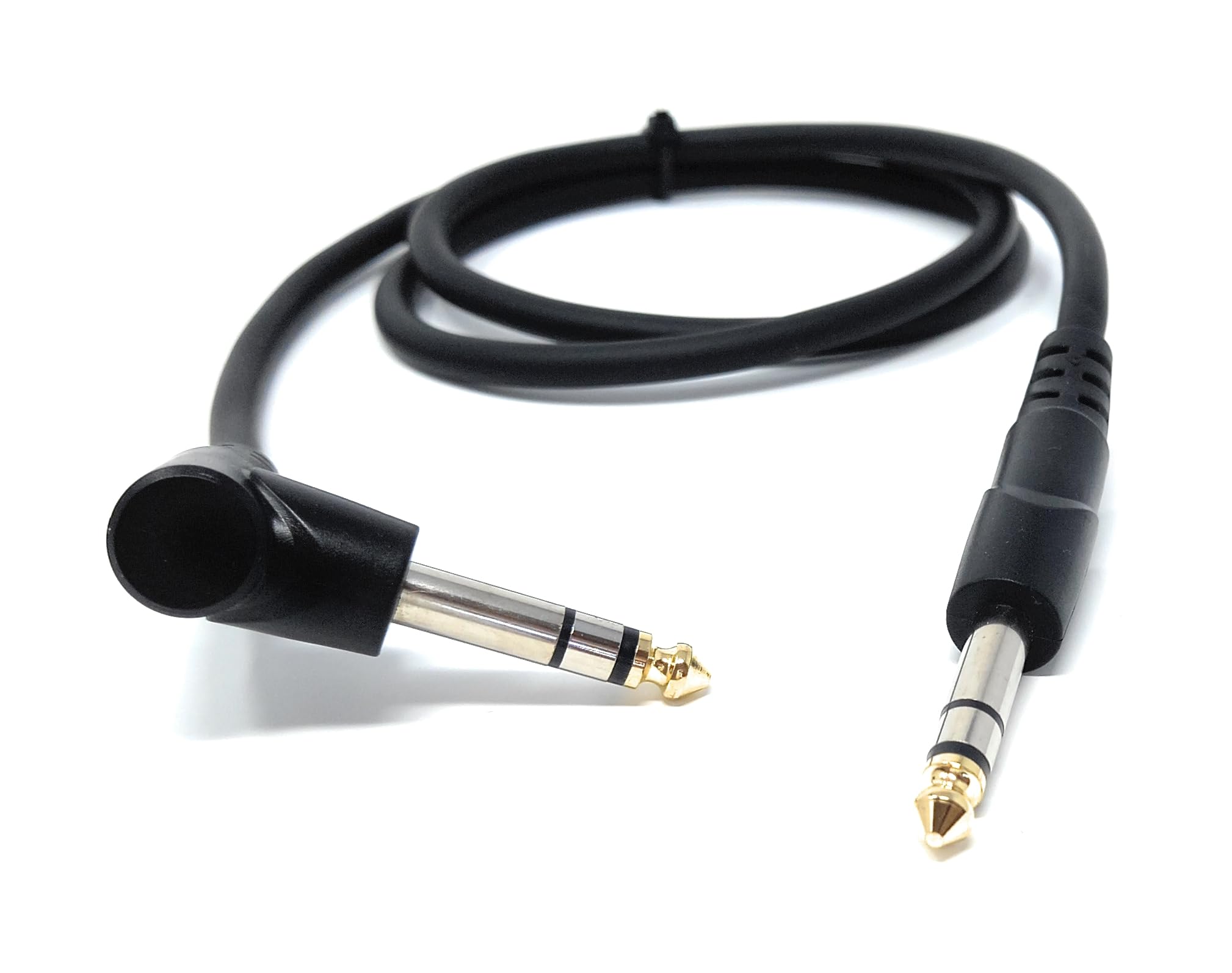 DRUT 6.35mm 1/4" Stereo TRS Male Jack to Right Angled Male Jack, Audio, Music Instrument, Flexible Cable Lead