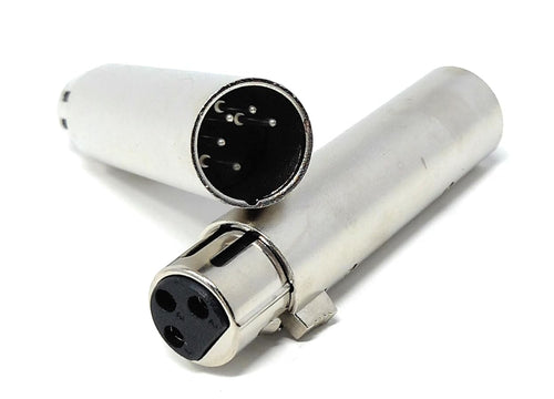 5-Pin XLR Male to 3-Pin XLR Female DMX Converter Adapter – Audio Connector for DMX Stage Lighting, Dimmer Console, Microphone