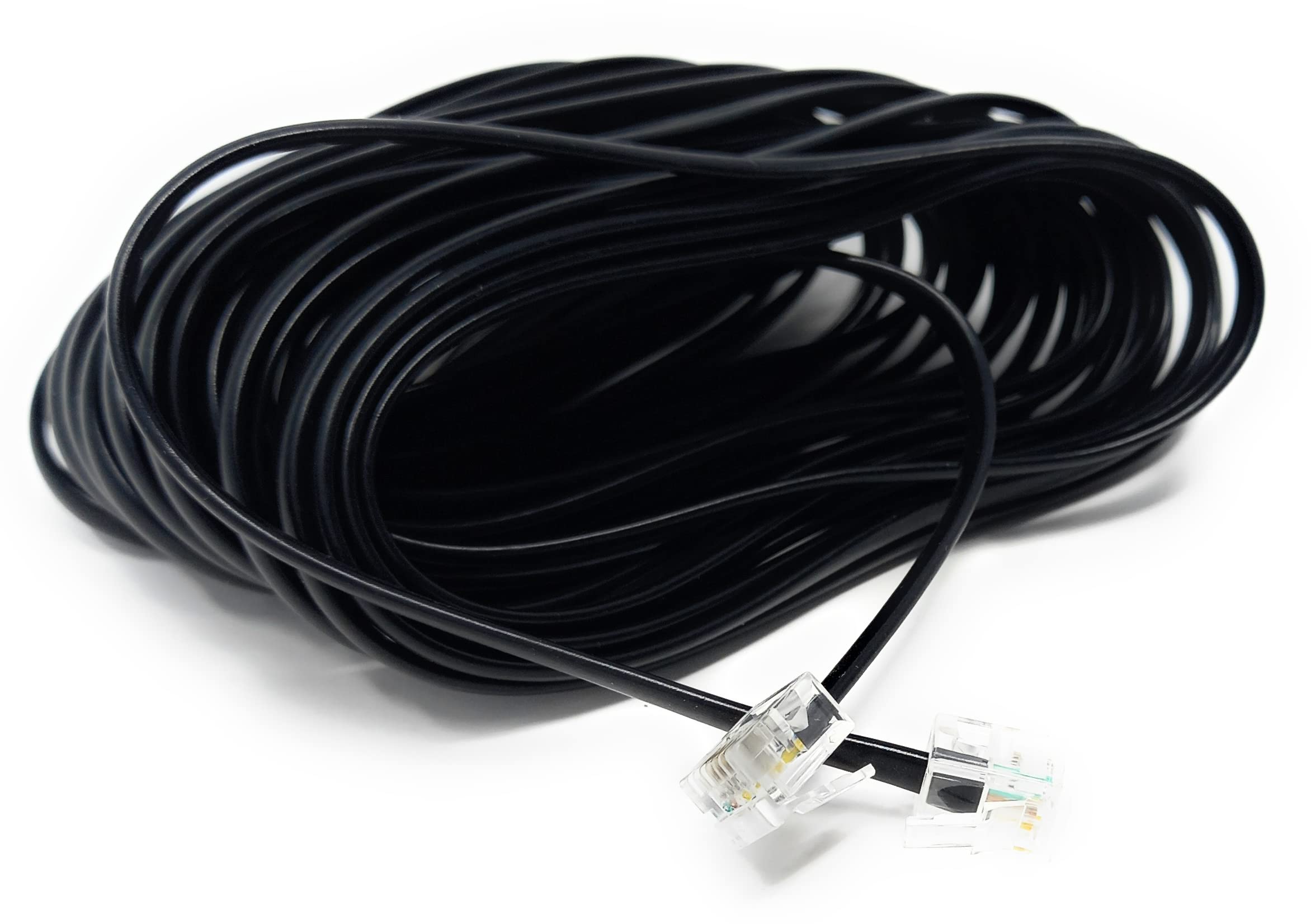 DRUT RJ11 to RJ11 Telephone Landline Cable ADSL (6P4C) Flat Lead High Speed BT Internet Broadband Male to Male Router, Modem, Phone Extension Wire