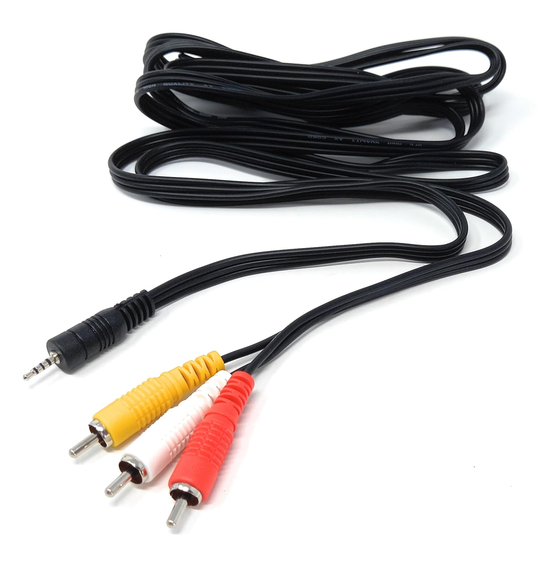 DRUT 2.5mm 4 pole to Triple RCA Phono Cable for Digital Cameras, AV, Audio, Video, TV, Lead