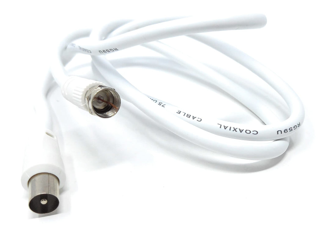 DRUT RF TV Aerial Male to F Type Connector Male Plug Coaxial Coax Cable, Lead, 75 Ohm, 3C-2V