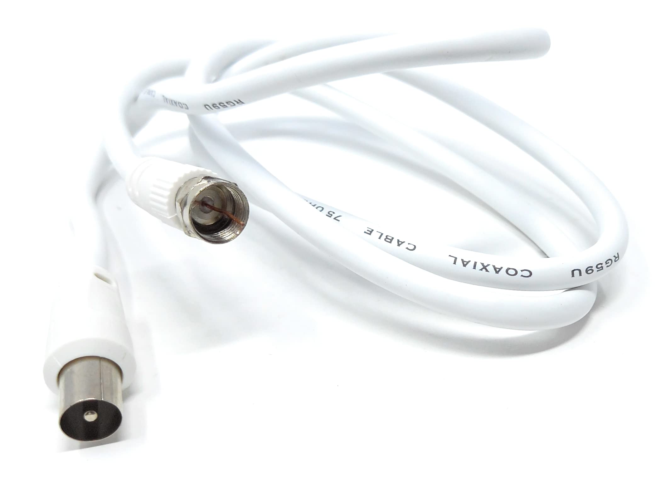 DRUT RF TV Aerial Male to F Type Connector Male Plug Coaxial Coax Cable, Lead, 75 Ohm, 3C-2V