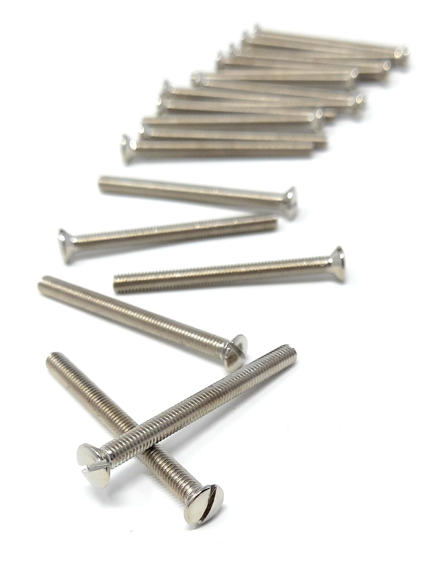 M3.5 Slotted Raised Countersunk Electrical Socket, Faceplate, Surface, Light Switch Screws, Nickel Plated