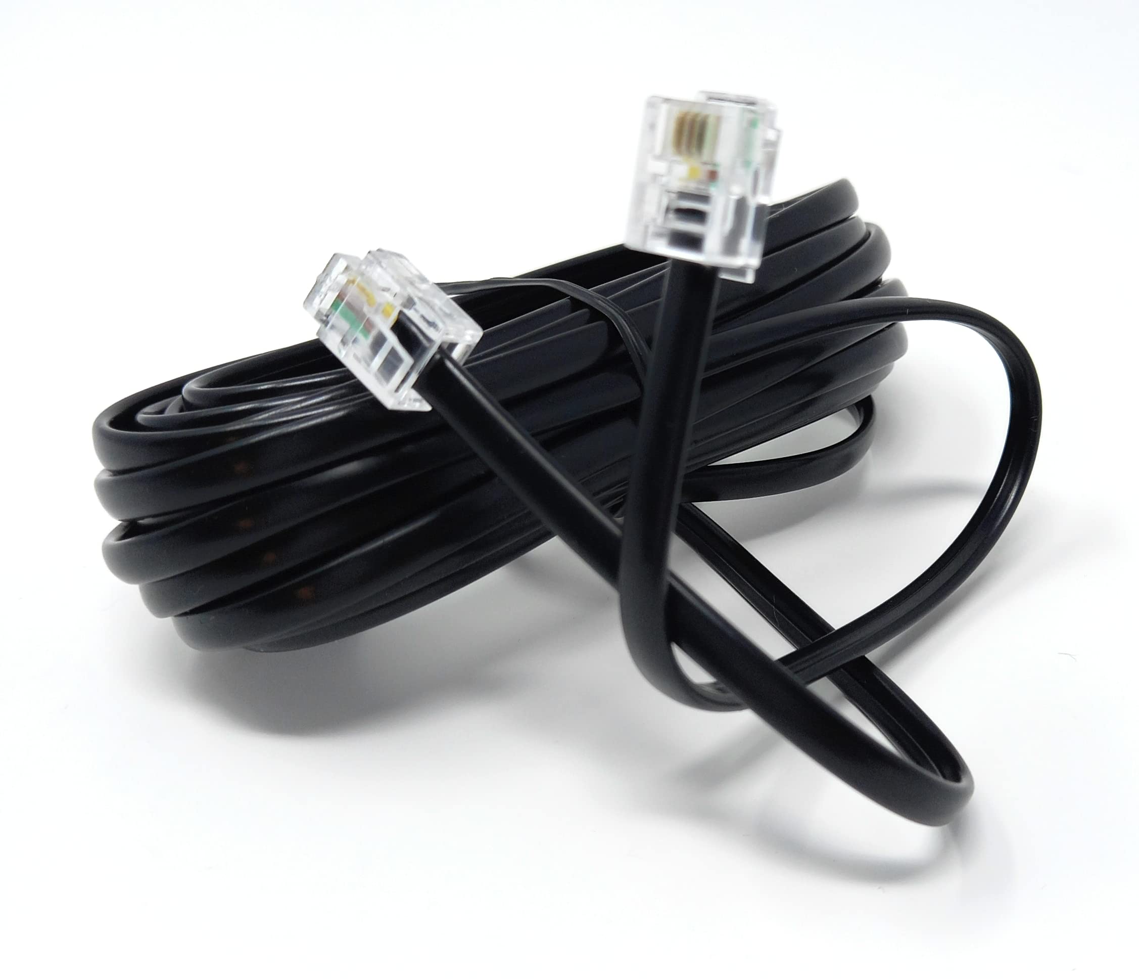 DRUT RJ11 to RJ11 Telephone Landline Cable ADSL (6P4C) Flat Lead High Speed BT Internet Broadband Male to Male Router, Modem, Phone Extension Wire