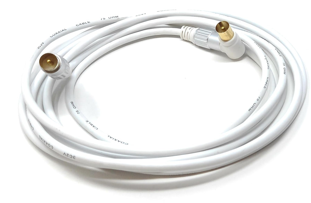 TV RF 4K Aerial Cable, 90 Angled Metal Plugs, Male to Male Angled Connector, Compatible with DVB-C, DVB-T, DVB-S, Digital & Analogue