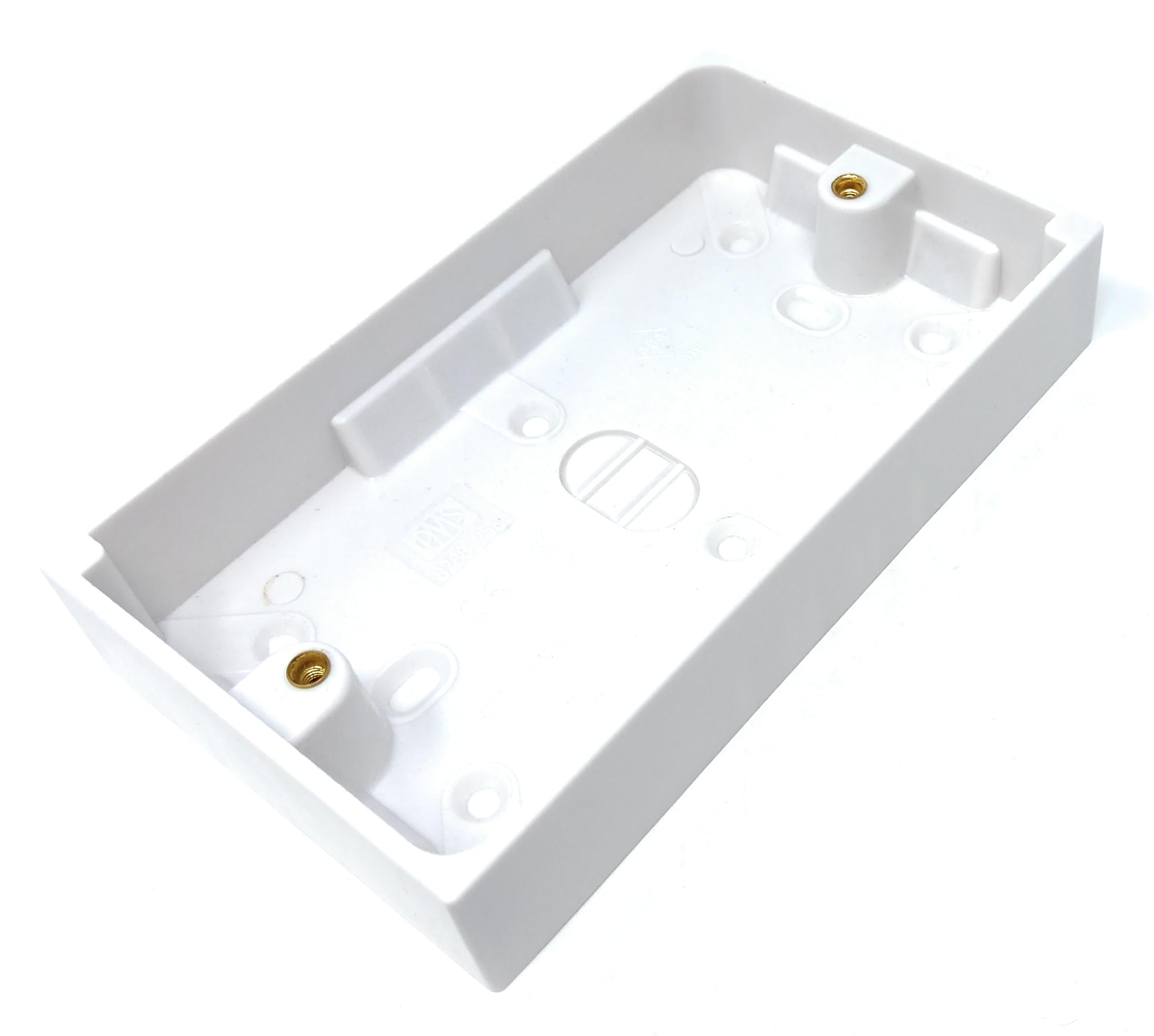 2 Gang Surface Mount Back Box Pattress Box, 145mm x 86mm x 25mm, White