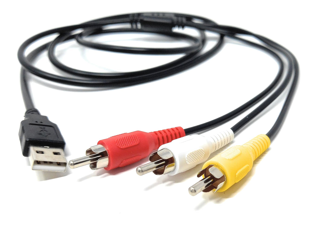 DRUT 1.5m USB to 3 RCA Cable – USB 2.0 Male to Triple 3RCA Female Audio Video Composite Adapter for TV, PC, HDD, DVR