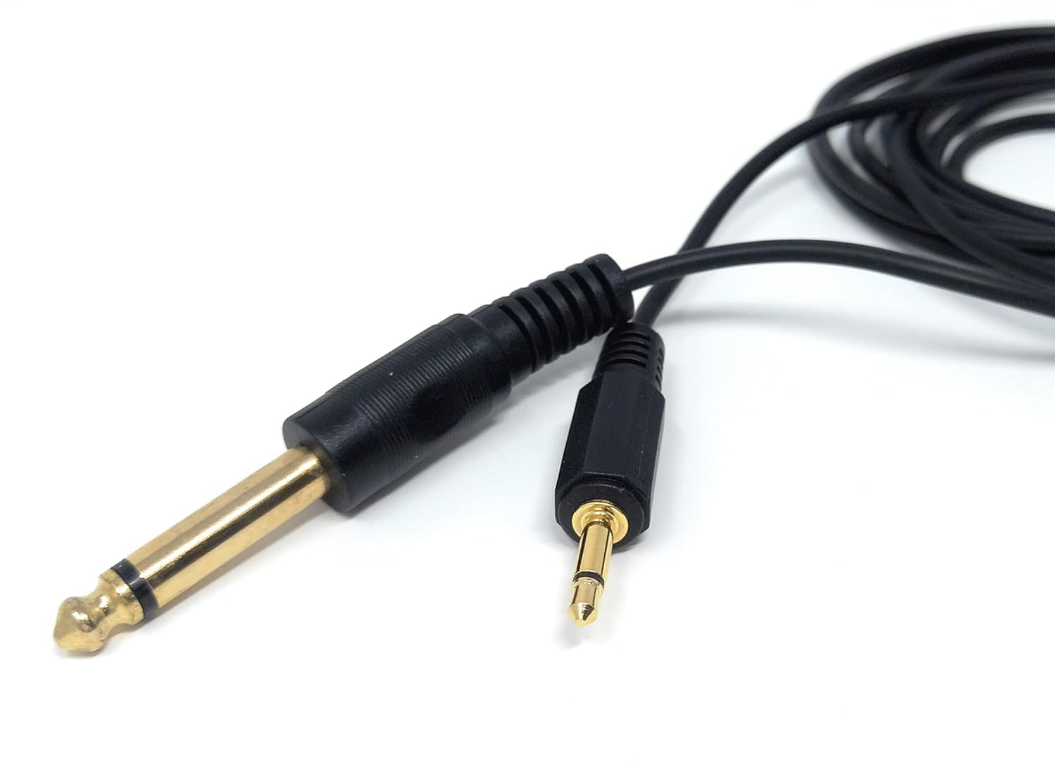 DRUT 3.5mm MONO Jack to 6.35mm MONO Jack Plug Audio TS Coax Cable Lead, Male to Male Gold Flashed Ends