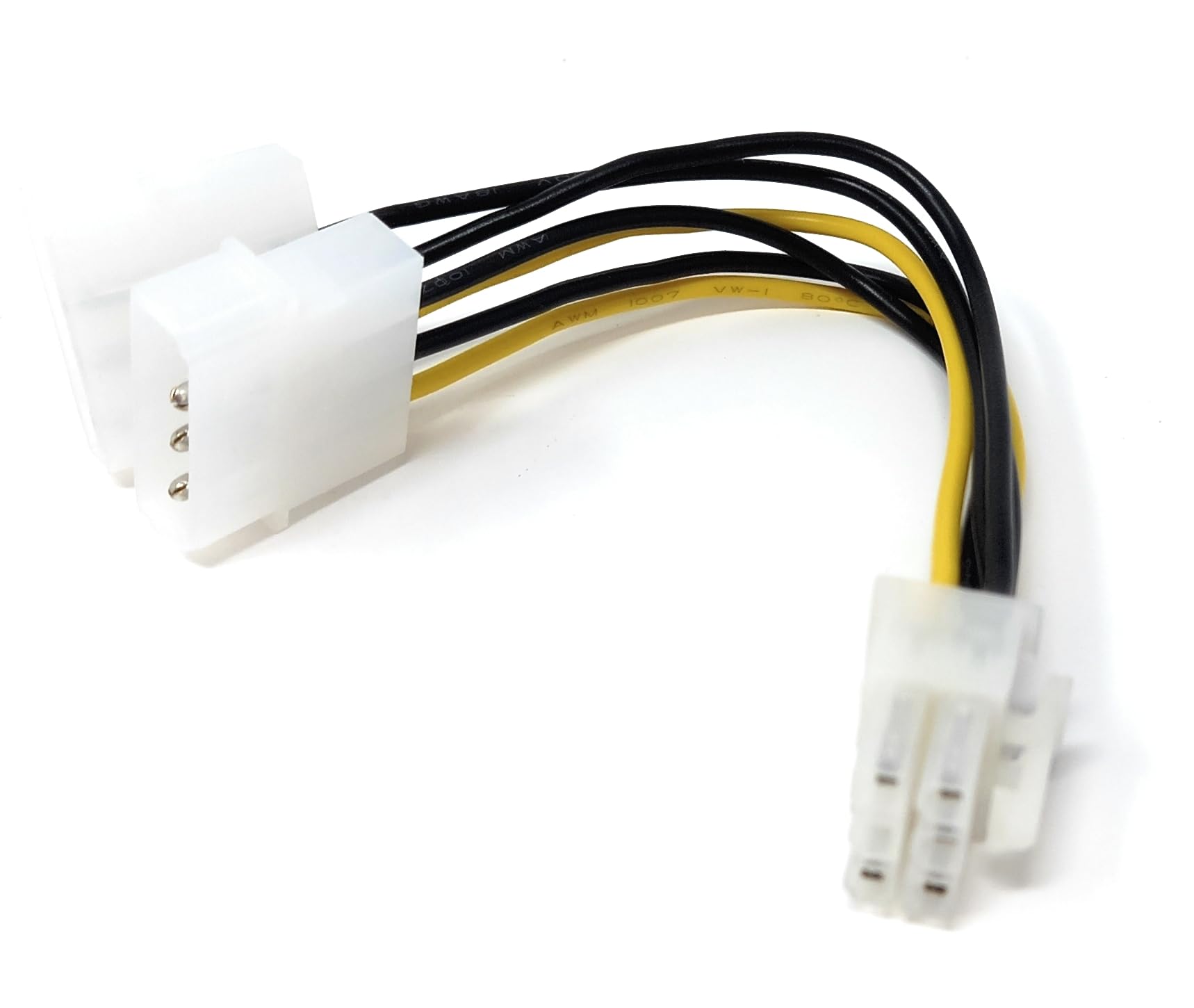 DRUT Twin 2 x Molex Male to 6 Pin PCI-e GPU Power Cable Lead