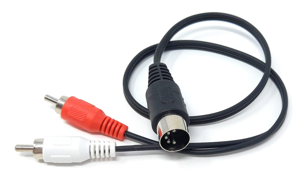 DRUT 5 Pin Midi Male Din Plug to 2 x RCA Phono Male Plugs Audio Cable (wired 3+5) to 2 x RCA plugs