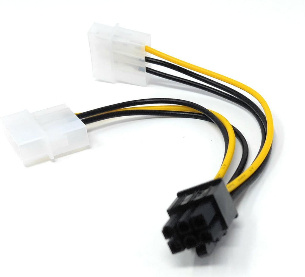 DRUT 15cm 6 PIN PCI Express to 2 x MOLEX LP4 Power Adapter Cable Lead