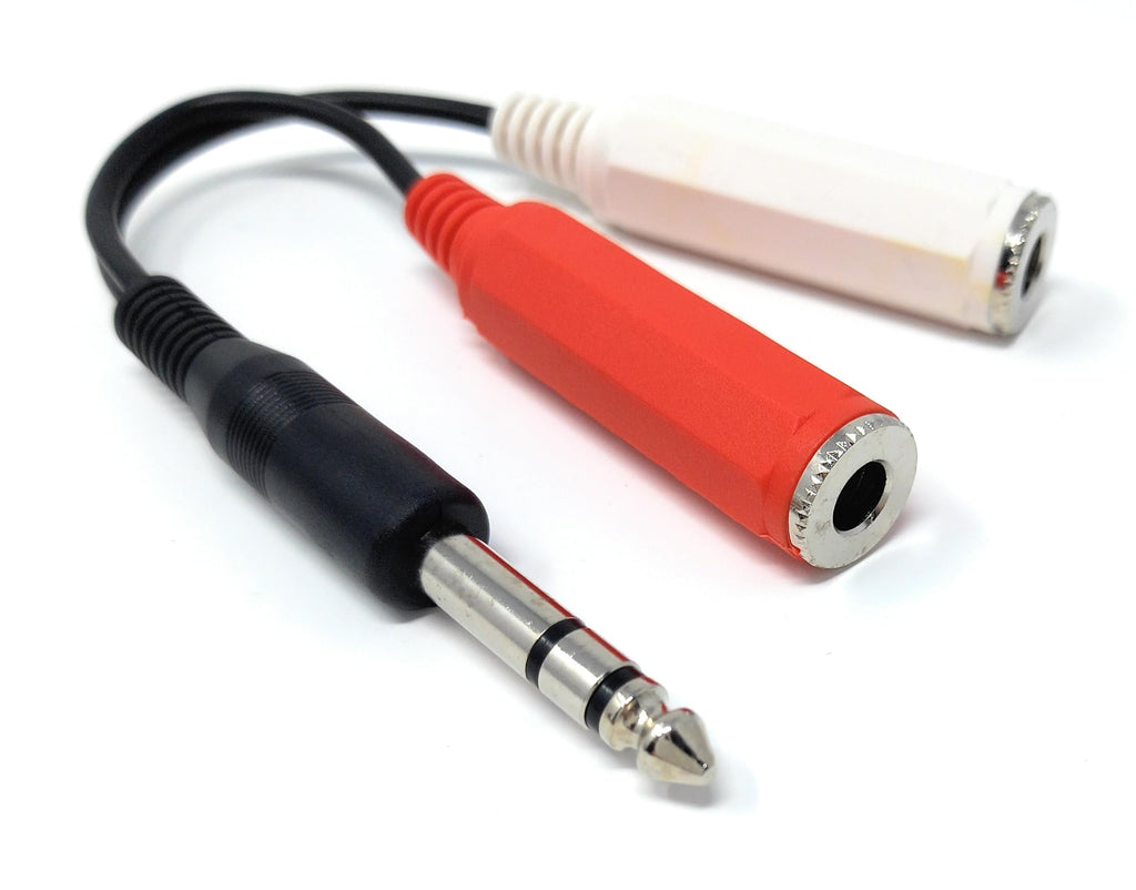 DRUT 6.35mm Stereo Jack to Twin 6.35mm Stereo Jack Sockets Cable Lead Adapter Splitter 1 Male to 2 Females