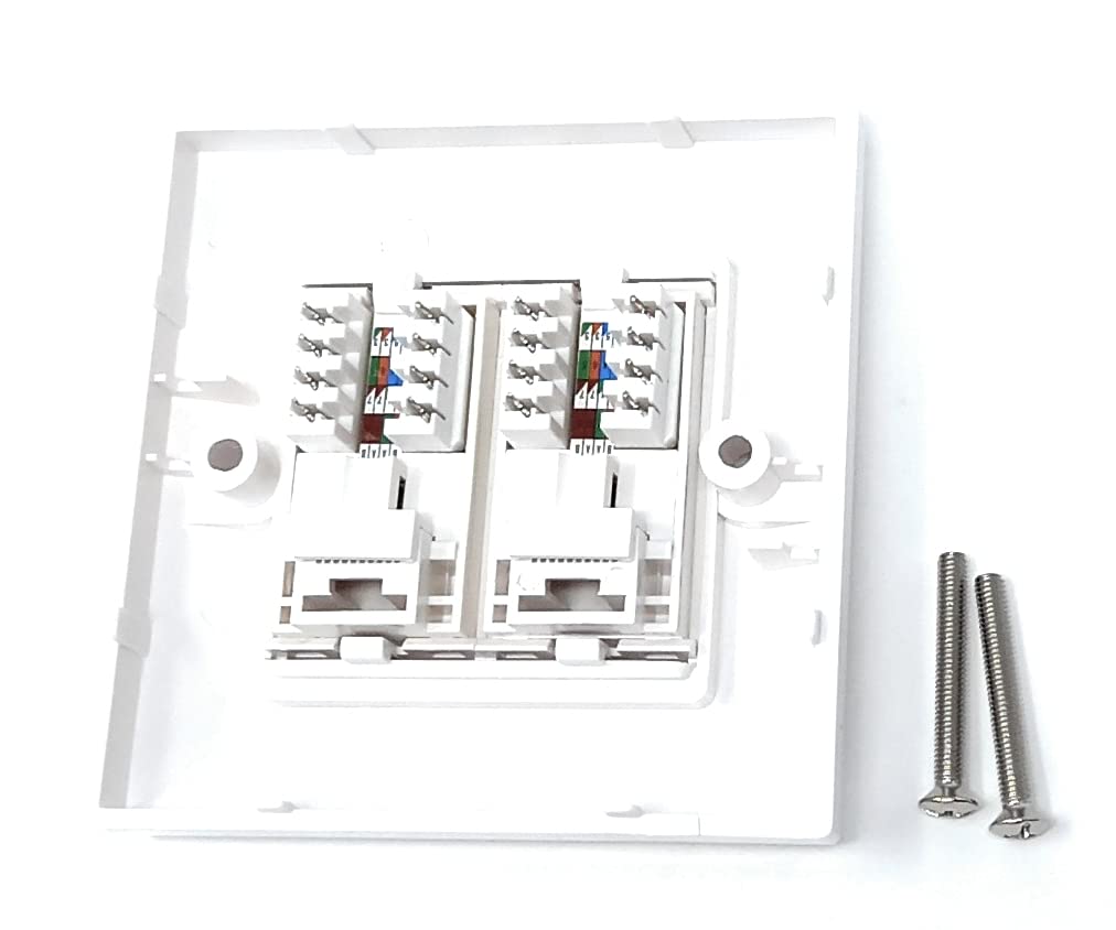 DRUT Cat6 RJ45 FacePlate Wall Socket Box for Ethernet LAN Networking Face Plate, Compatible with Cat5e, Cat6, Cat7, Cat8, Cat9 Cable, With Keystone Jack