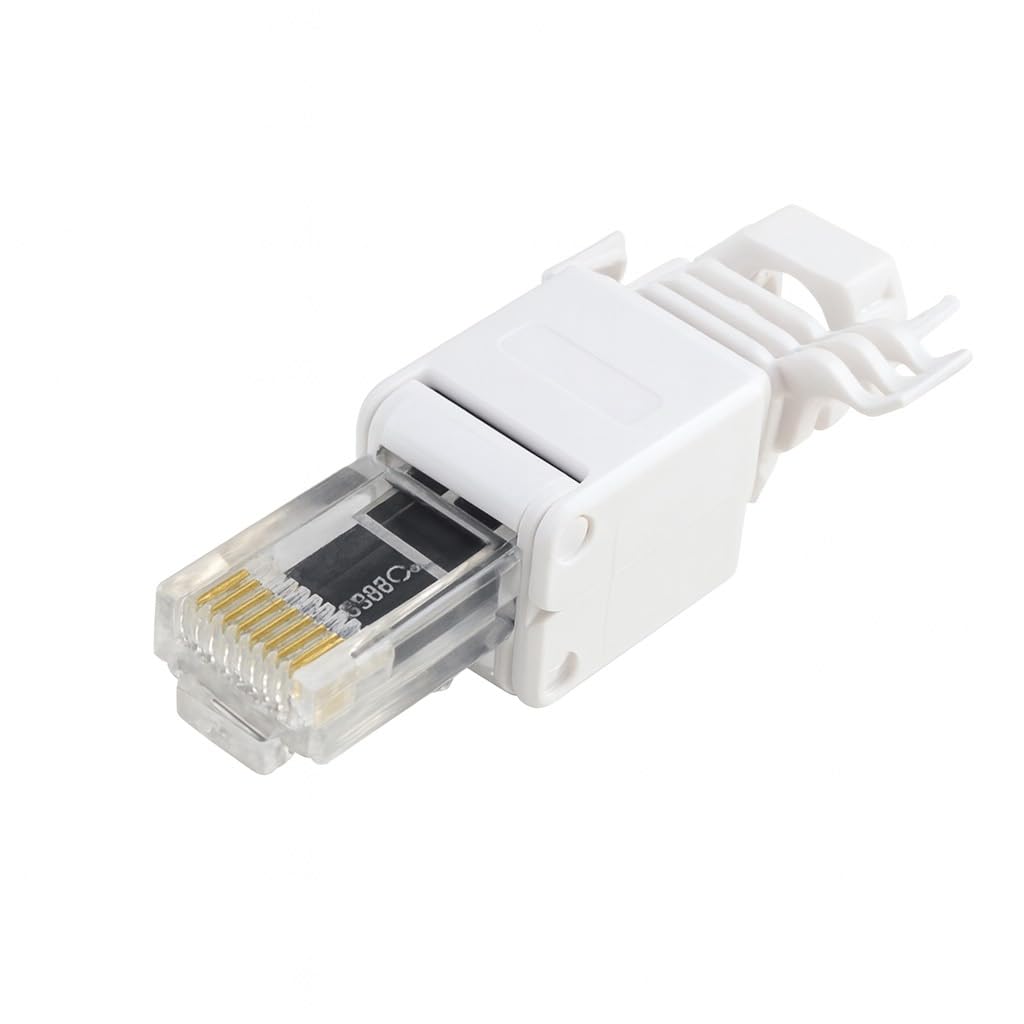 DRUT IDC Punch Down to RJ45 Plug – Cat6A Solid Ethernet Cable Connector – Toolless Termination for Shielded or Unshielded Twisted Pair – Network LAN Plug for Patch Leads & Structured Cabling