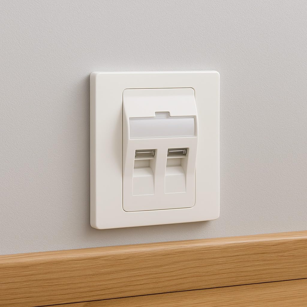 1-Gang Angled Faceplate for 2 Keystone Modules – White Dual-Port Wall Plate – Empty Outlet Cover for Ethernet, Network, Audio & AV Installations