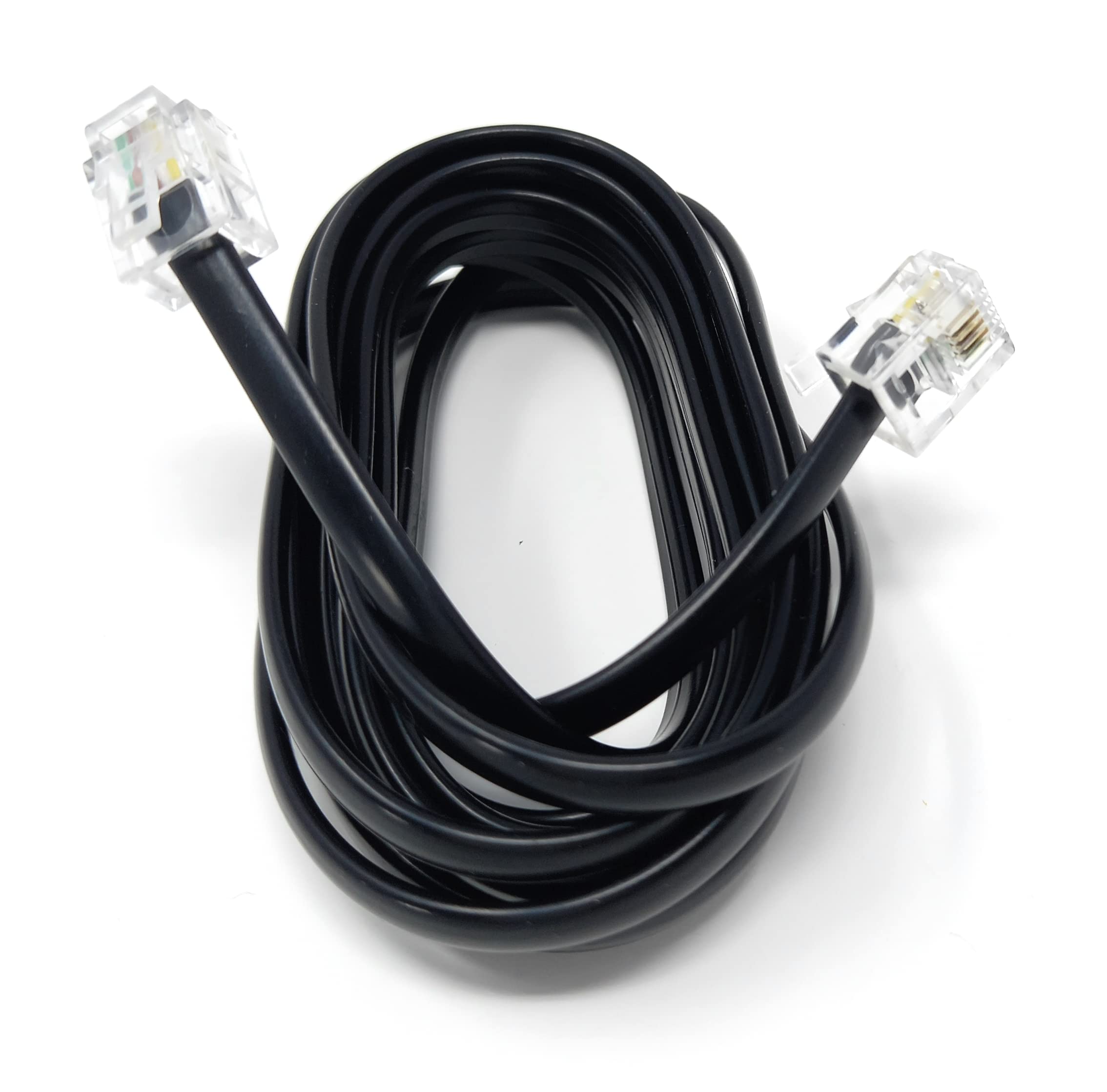 DRUT RJ11 to RJ11 Telephone Landline Cable ADSL (6P4C) Flat Lead High Speed BT Internet Broadband Male to Male Router, Modem, Phone Extension Wire