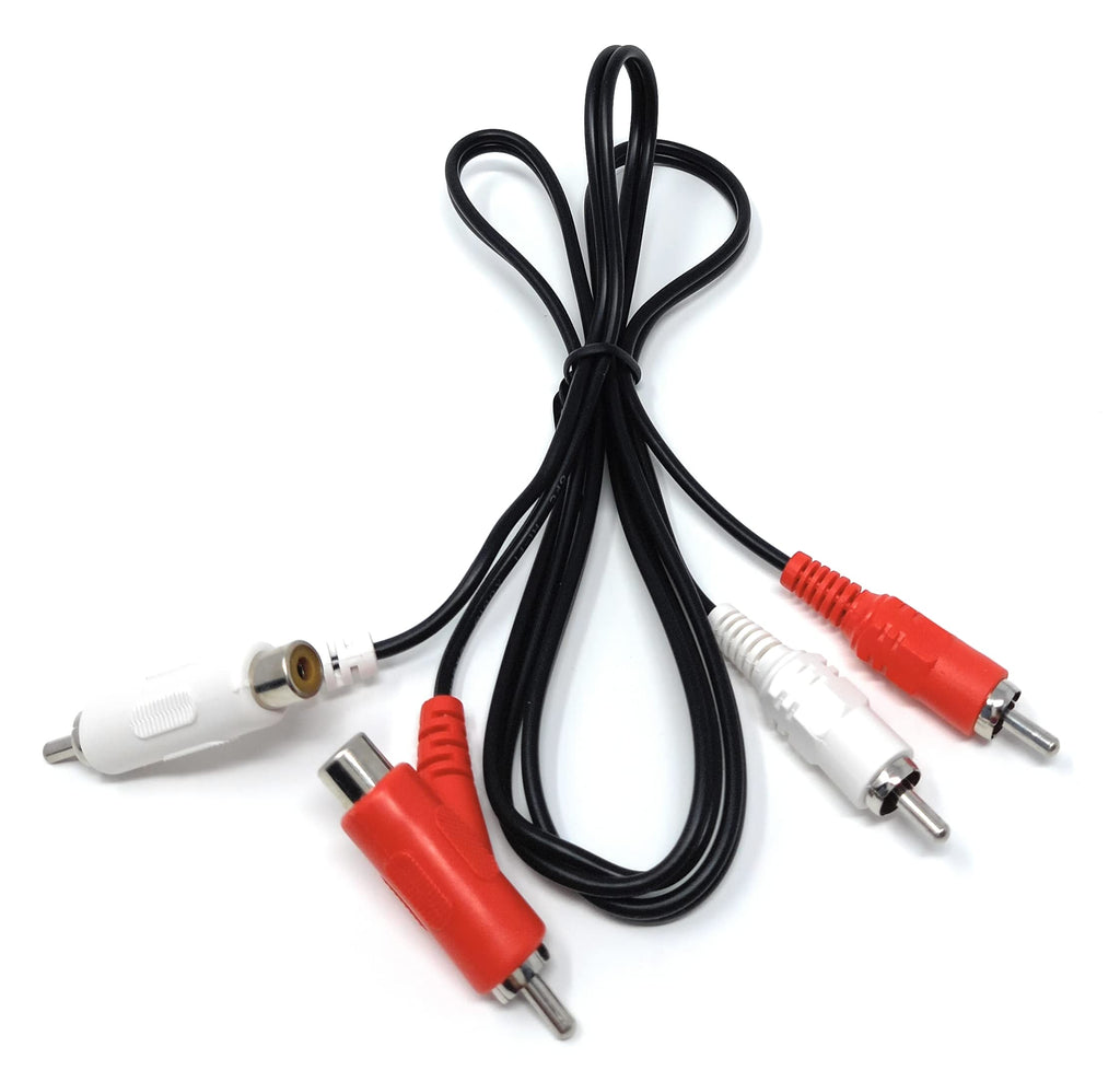 DRUT 2 Way Twin 2 x RCA Phono Plug to Plug, Stackable Y Splitter Lead On One End Two Female RCA Connectors Adapter Cable