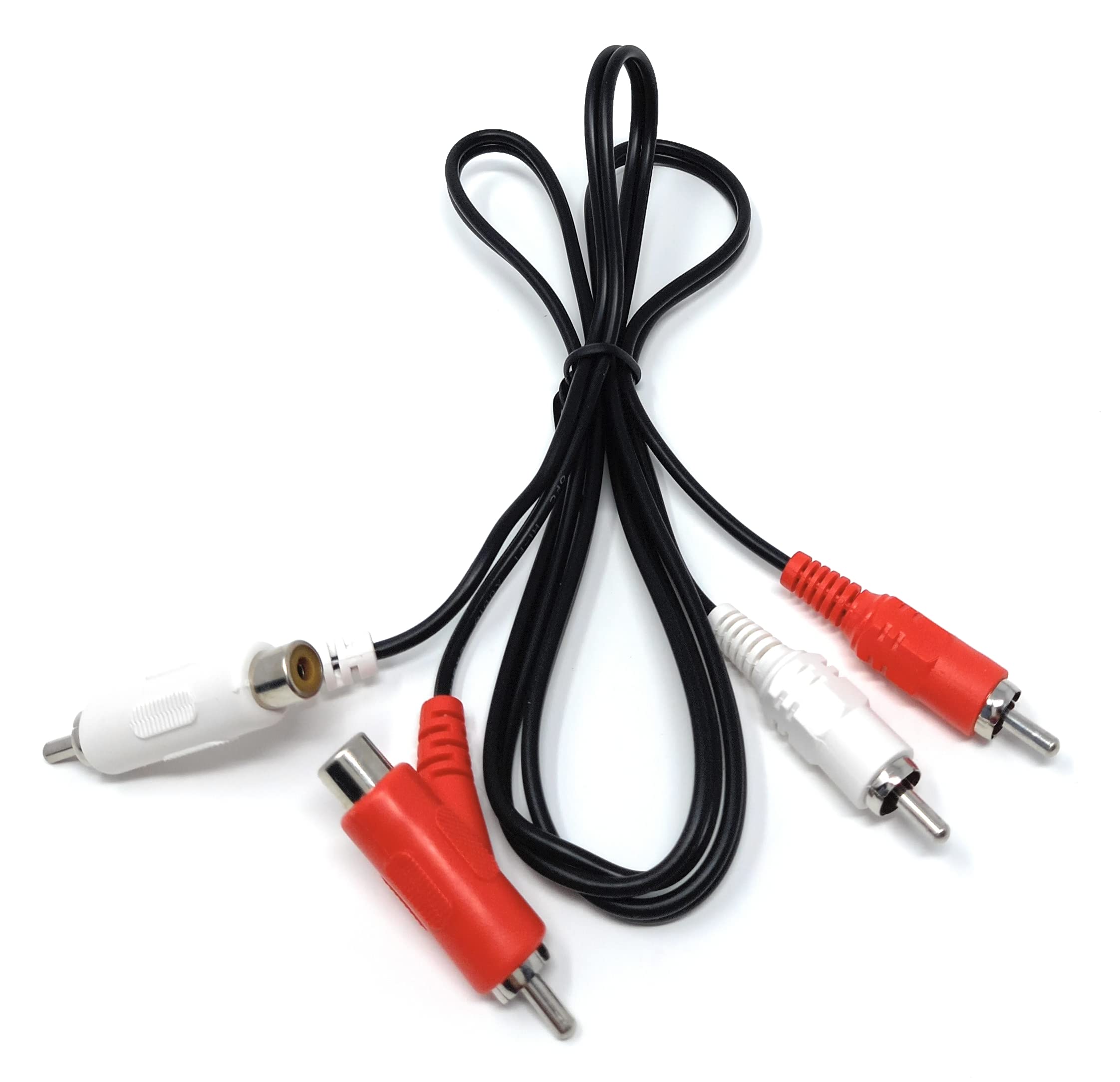 DRUT 2 Way Twin 2 x RCA Phono Plug to Plug, Stackable Y Splitter Lead On One End Two Female RCA Connectors Adapter Cable