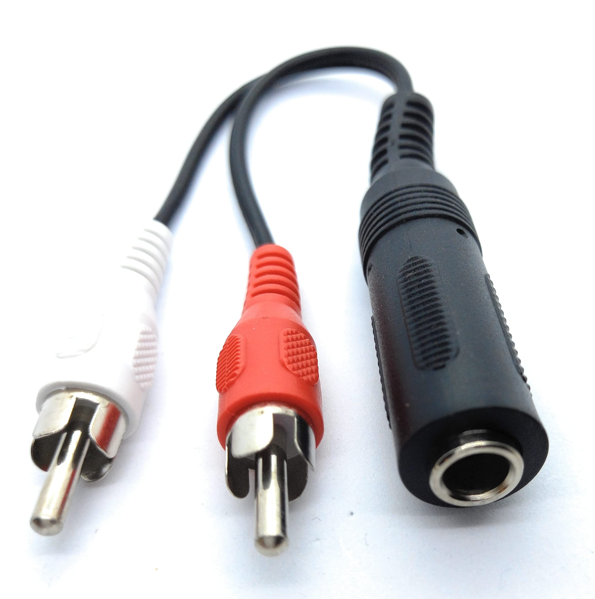 DRUT 6.35mm Stereo Jack Socket to Twin RCA Phono Plugs Adapter Cable Extension
