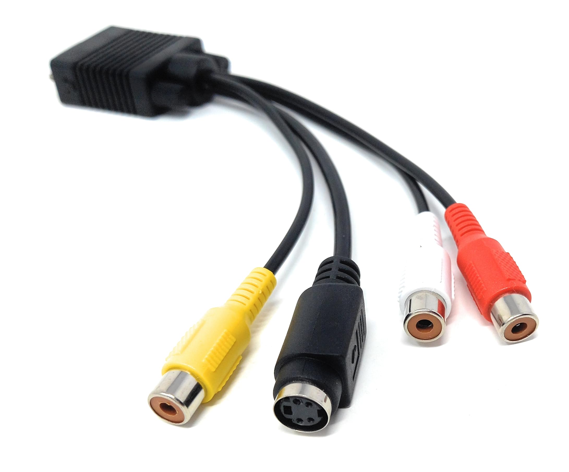 DRUT VGA to Triple RCA Female and S-Video Cable Adapter Converter for TV, PC, Computer, Video, AV Projector