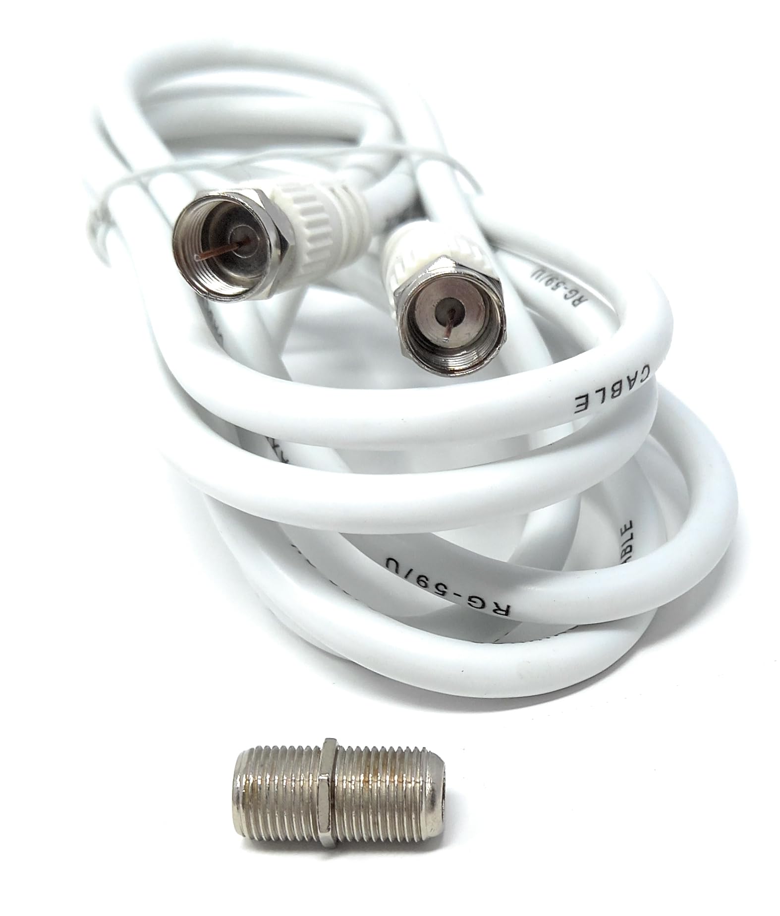 DRUT F-Type Connector TV RG6 Cable With (F-Type Female Coupler) Compatible With STB, Dish TV, Satellite, Antenna Coax Cable Lead