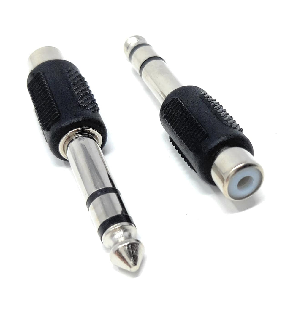 DRUT 6.35mm 1/4 Stereo Jack to RCA Phono Socket Adapter