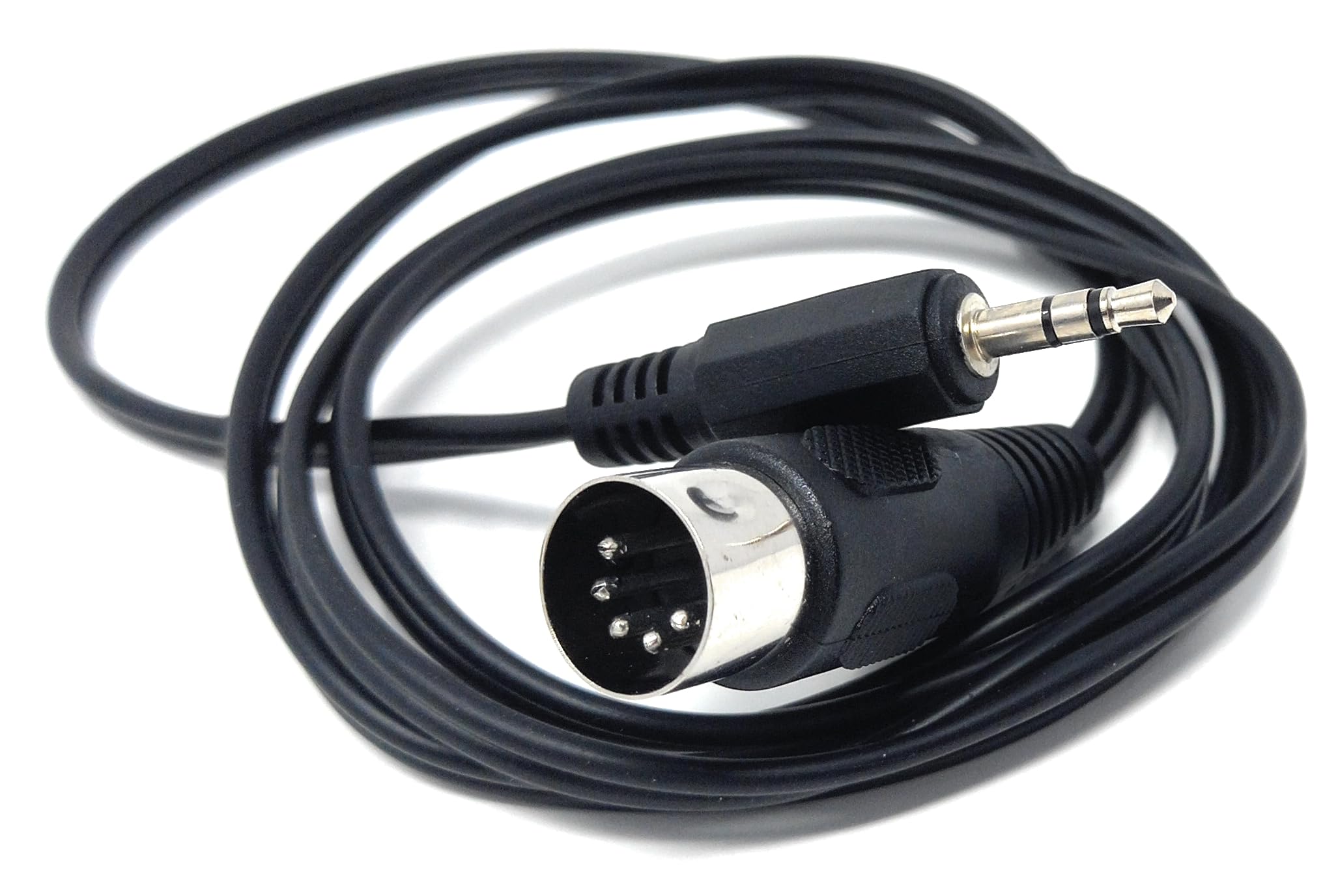 DRUT 3.5mm Stereo Jack Plug to 5 Pin Midi Din Male AUX Audio Cable, Midi Pins 2, 3, 5 are Connected