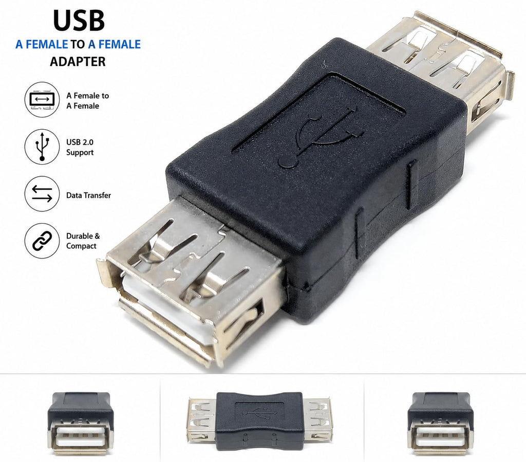 DRUT USB Coupler 2.0 Female to Female Converter Adapter Connector, Gender Changer, Joiner Cable