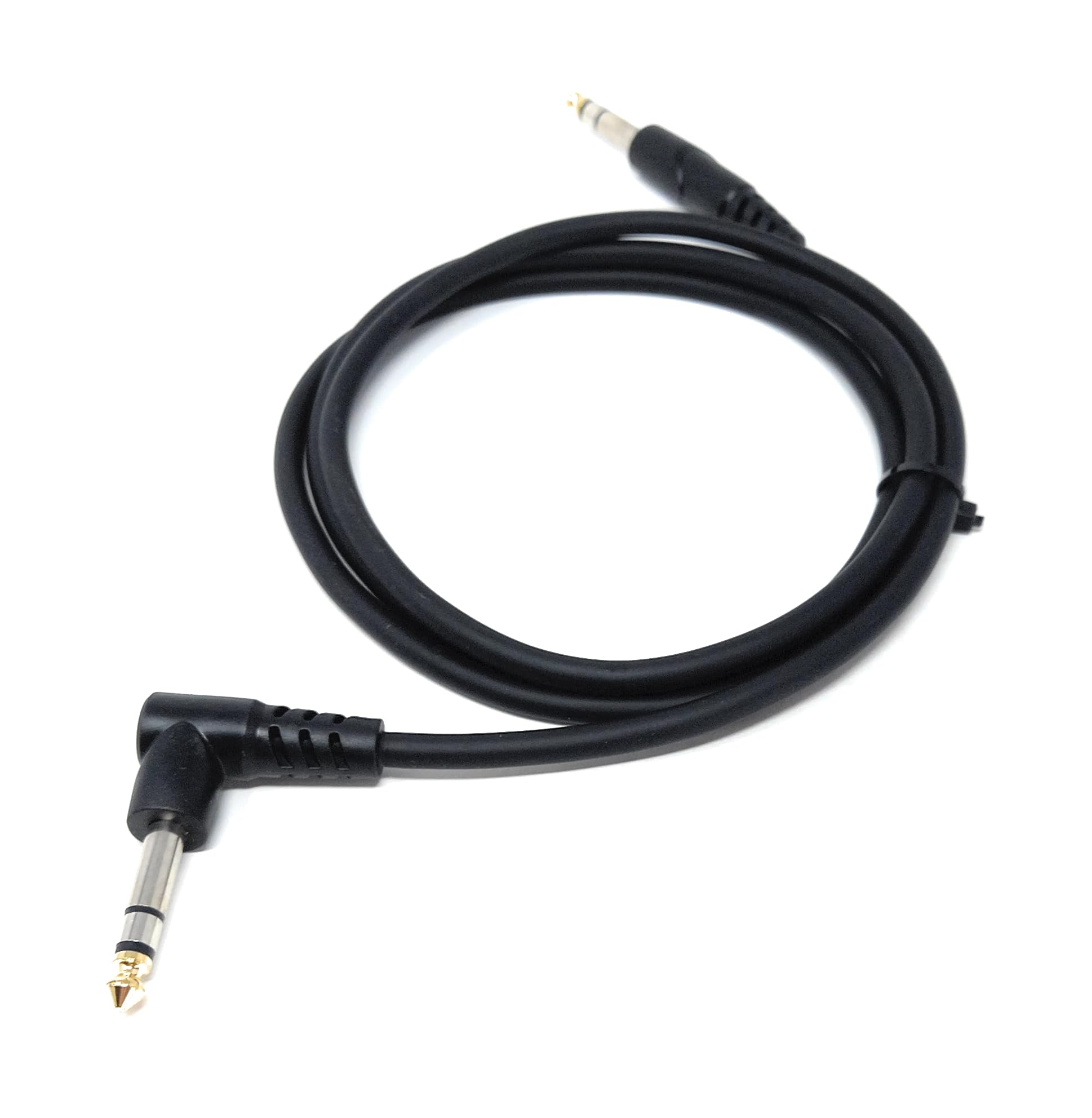DRUT 6.35mm 1/4" Stereo TRS Male Jack to Right Angled Male Jack, Audio, Music Instrument, Flexible Cable Lead