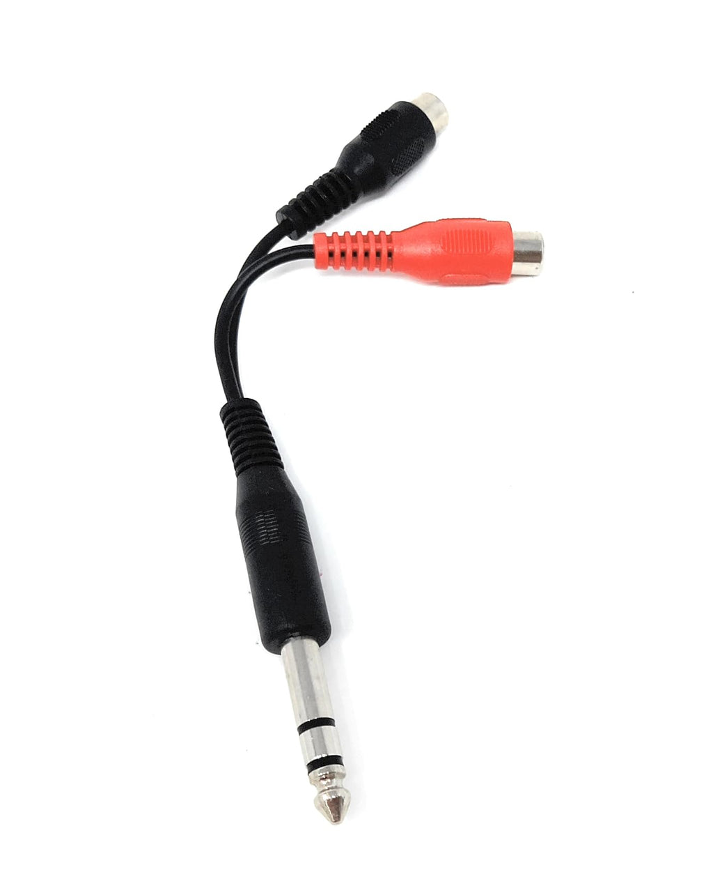 DRUT 6.35mm Stereo Jack Plug to Twin RCA Phono Socket Adapter Cable – 10cm Audio Splitter for Mixer, Amplifier, Guitar, and Home Stereo Systems